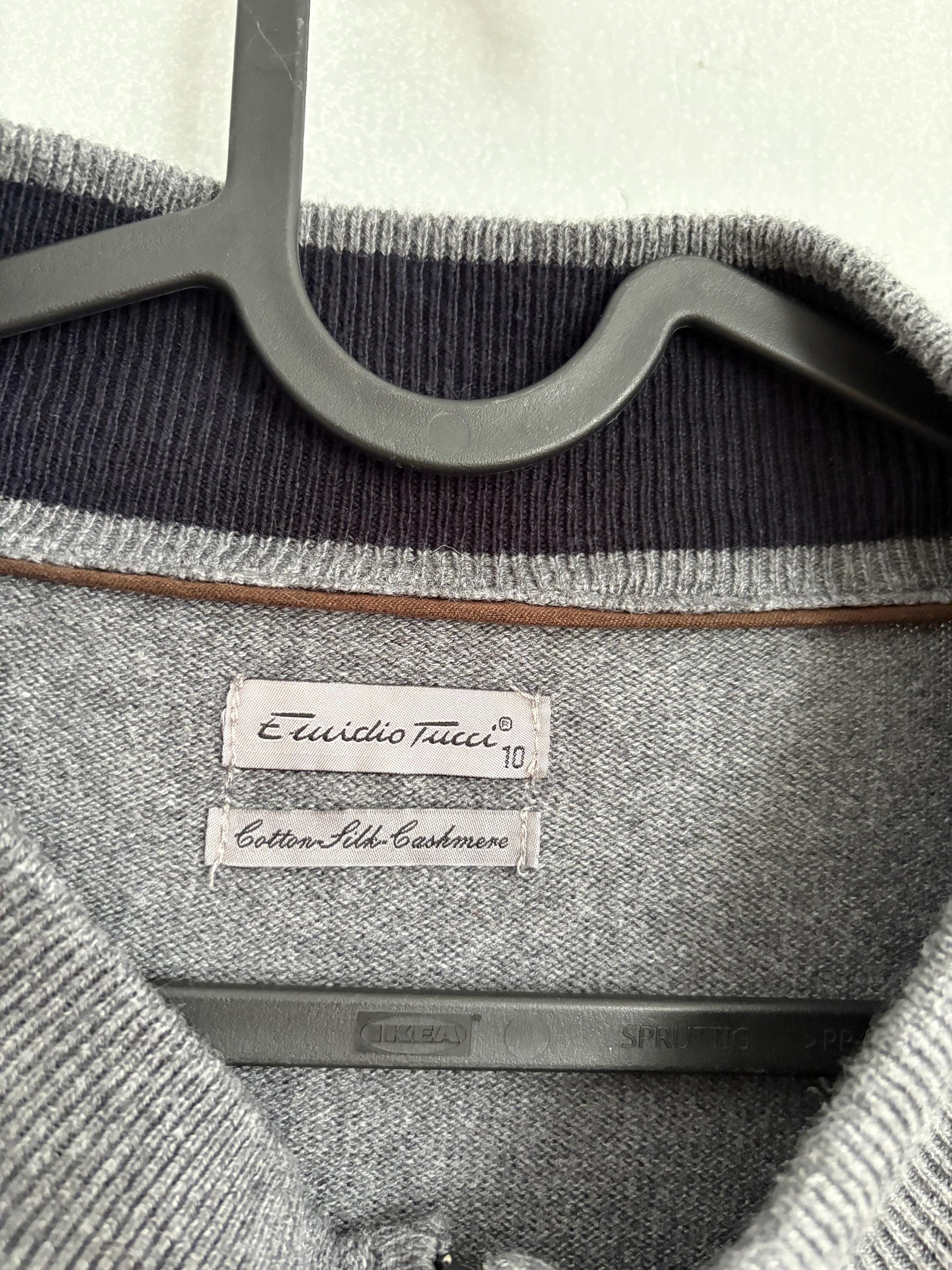 Vintage Emidio Tucci Zip-Up Knit Vest , Luxury cotton silk cashmere vest, Oversized Fit Jumper, S