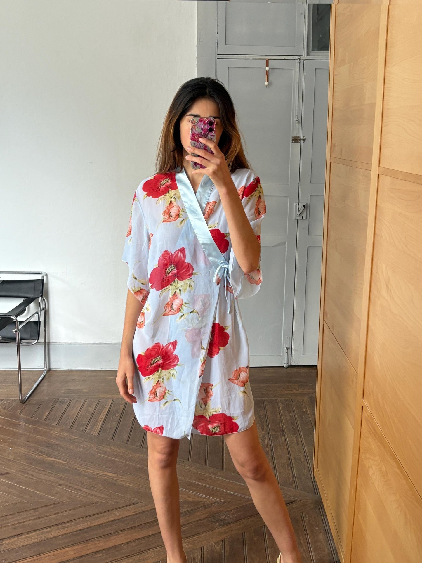 Vintage Sheer Floral Kimono Robe – Dreamy & Elegant! Size M