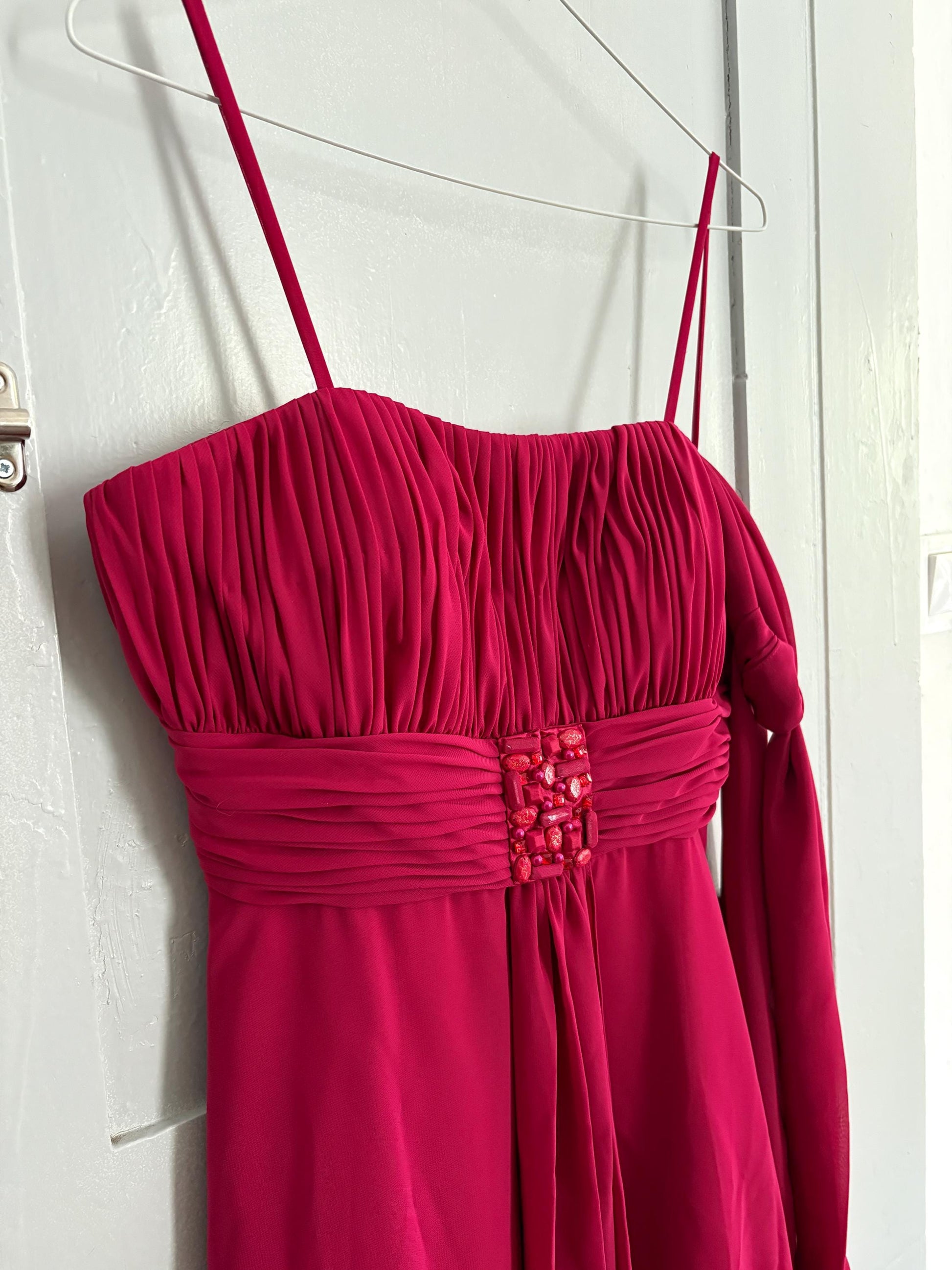 Magenta pink formal mini dress, Vibrant pink wedding guest dress, Simple short prom dress, Cute Babydoll Cocktail dress
