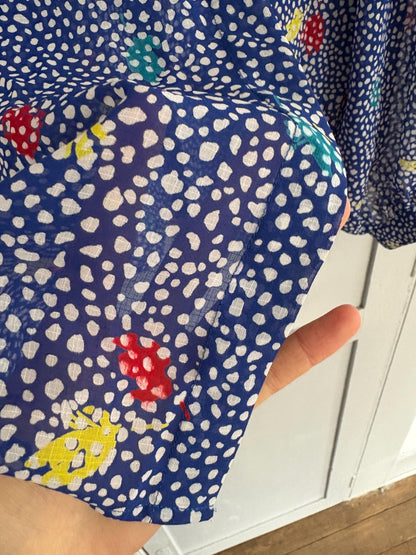 Blue Floral Sheer Blouse Vintage Serge Nancel Paris