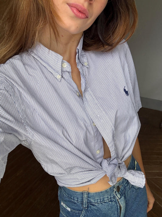 90s Oversized Stripe Button-Up Shirt