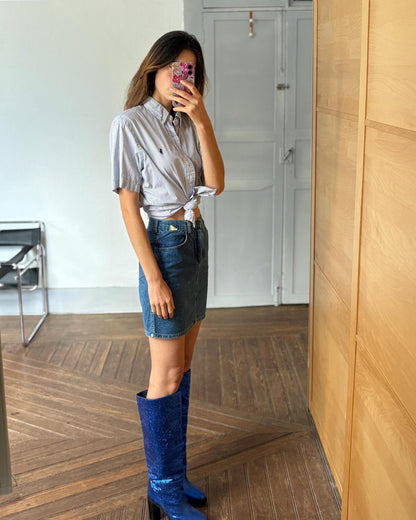 90s Oversized Stripe Button-Up Shirt — additional view 5