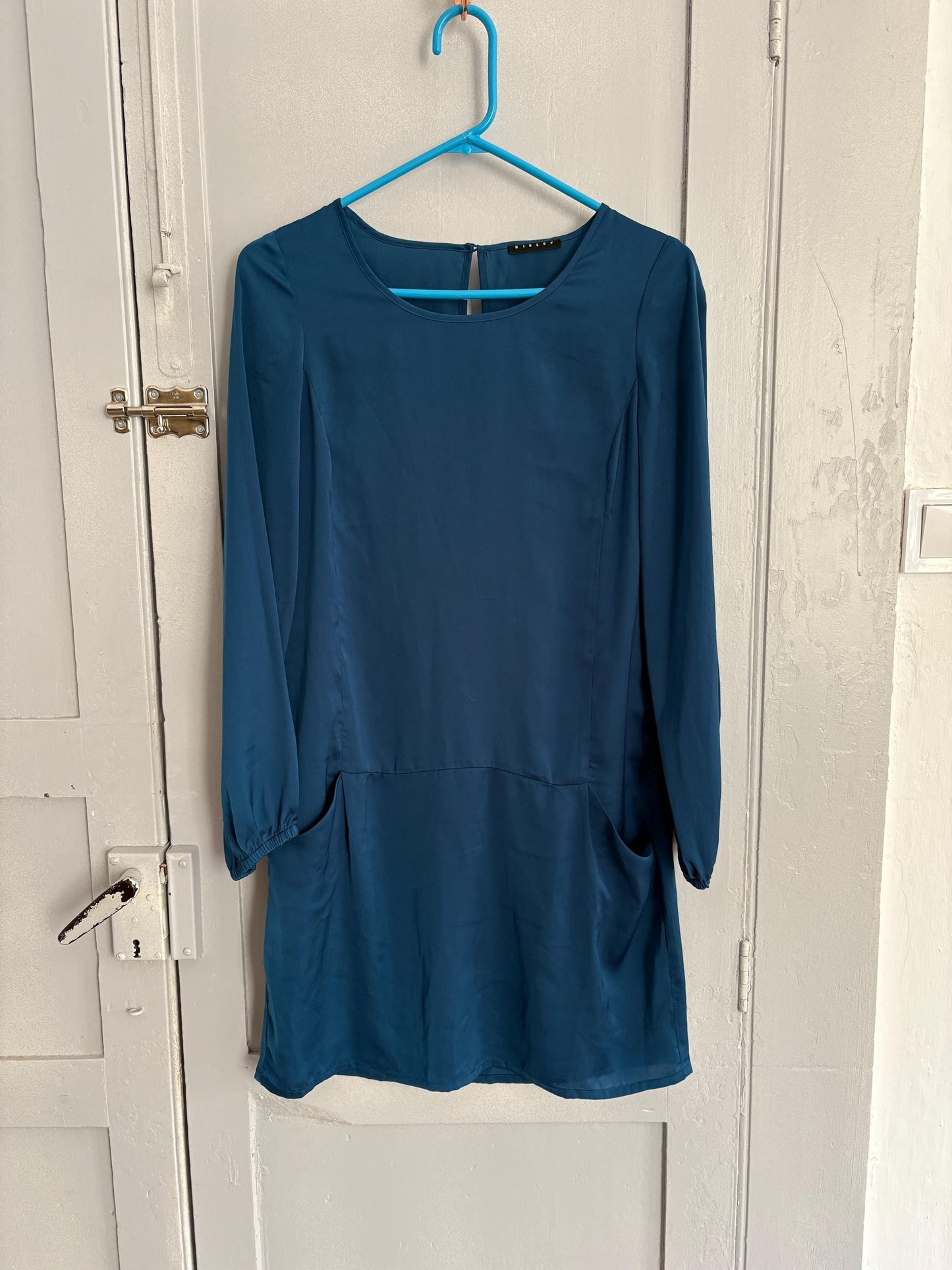 Vintage navy blue shirt dress, Luxe mini dress, size XL