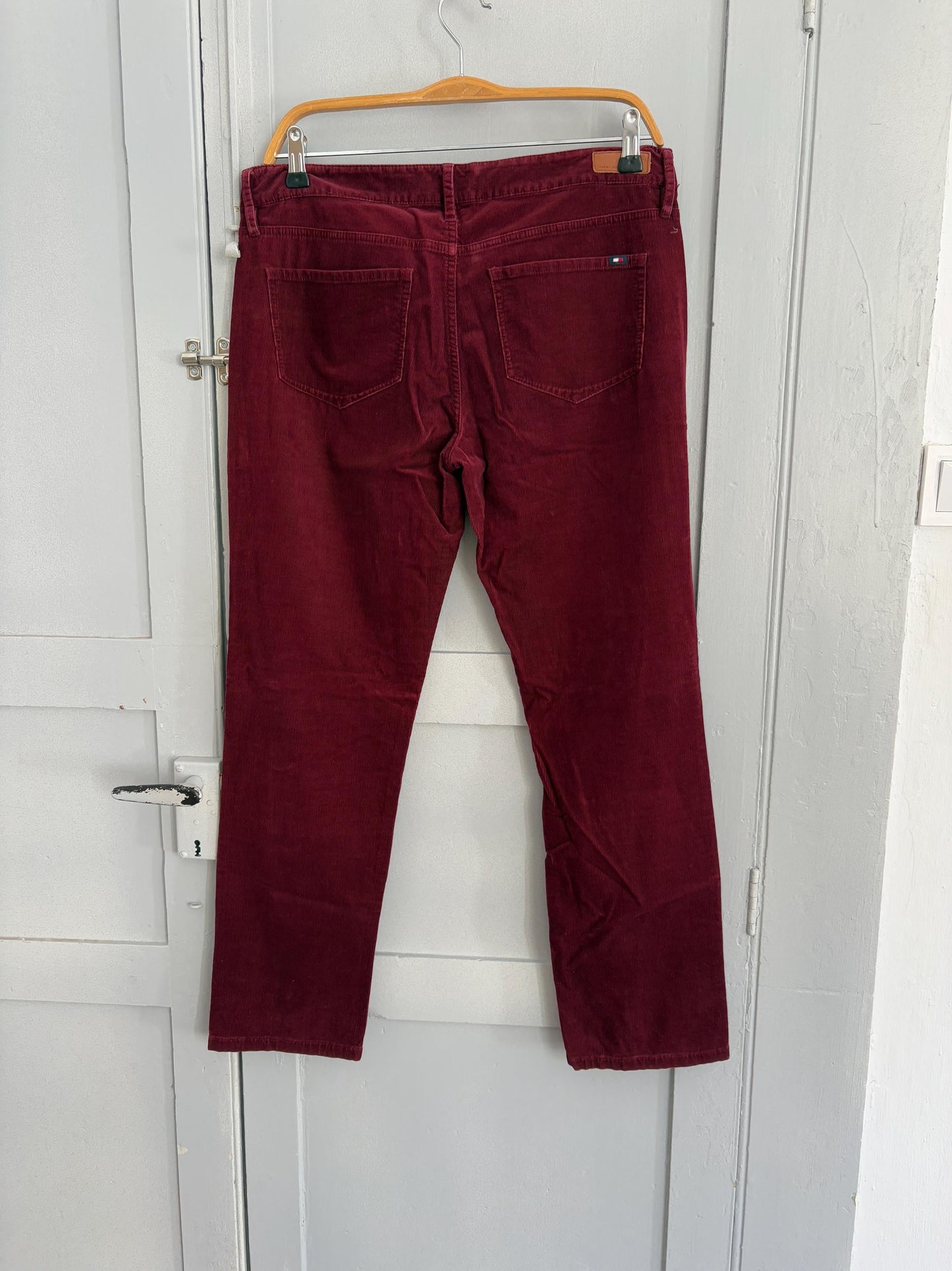 Vintage red Corduroy Tommy Hilfiger low waist pants, Cotton elegant formal trousers, Size 10
