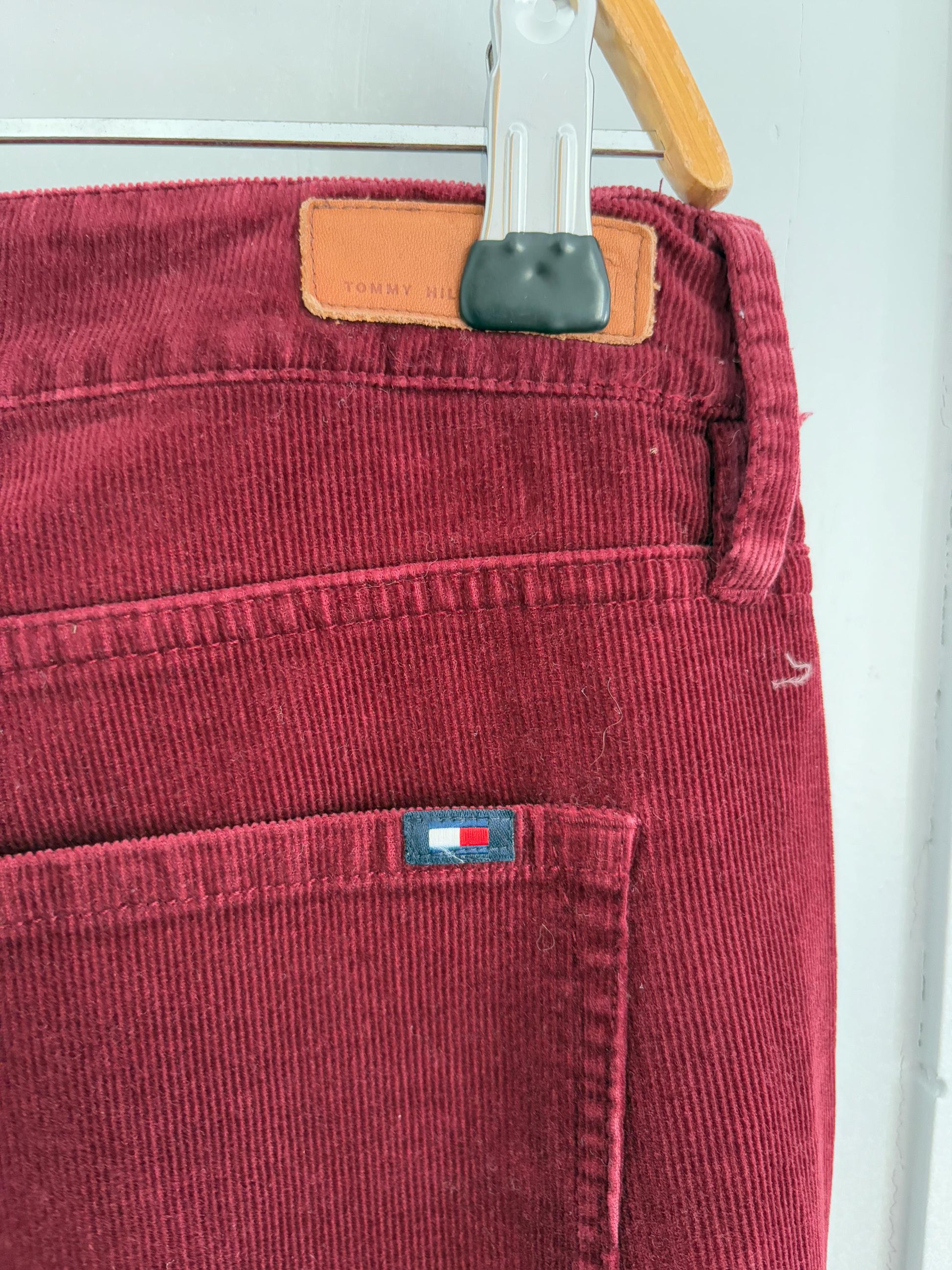 Vintage red Corduroy Tommy Hilfiger low waist pants, Cotton elegant formal trousers, Size 10