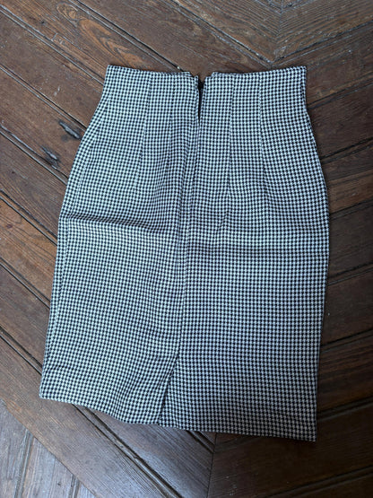 High-Waist Houndstooth Pencil Skirt — back view