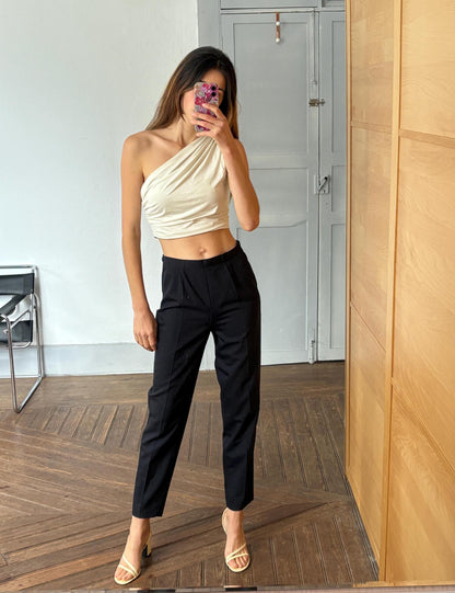 Black Wool Vintage Trousers by Lella Mode - Dark Academia