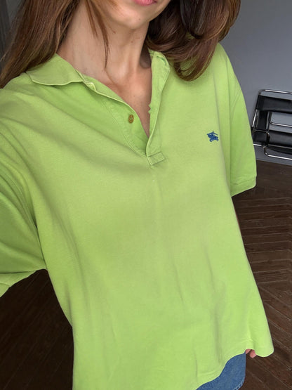 Vintage Burberrys Bright Green Polo Shirt — back view