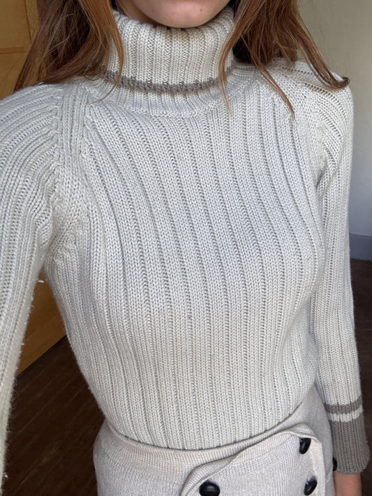 Vintage Timberland Wool Blend Turtleneck Sweater, Light Grey Pullover