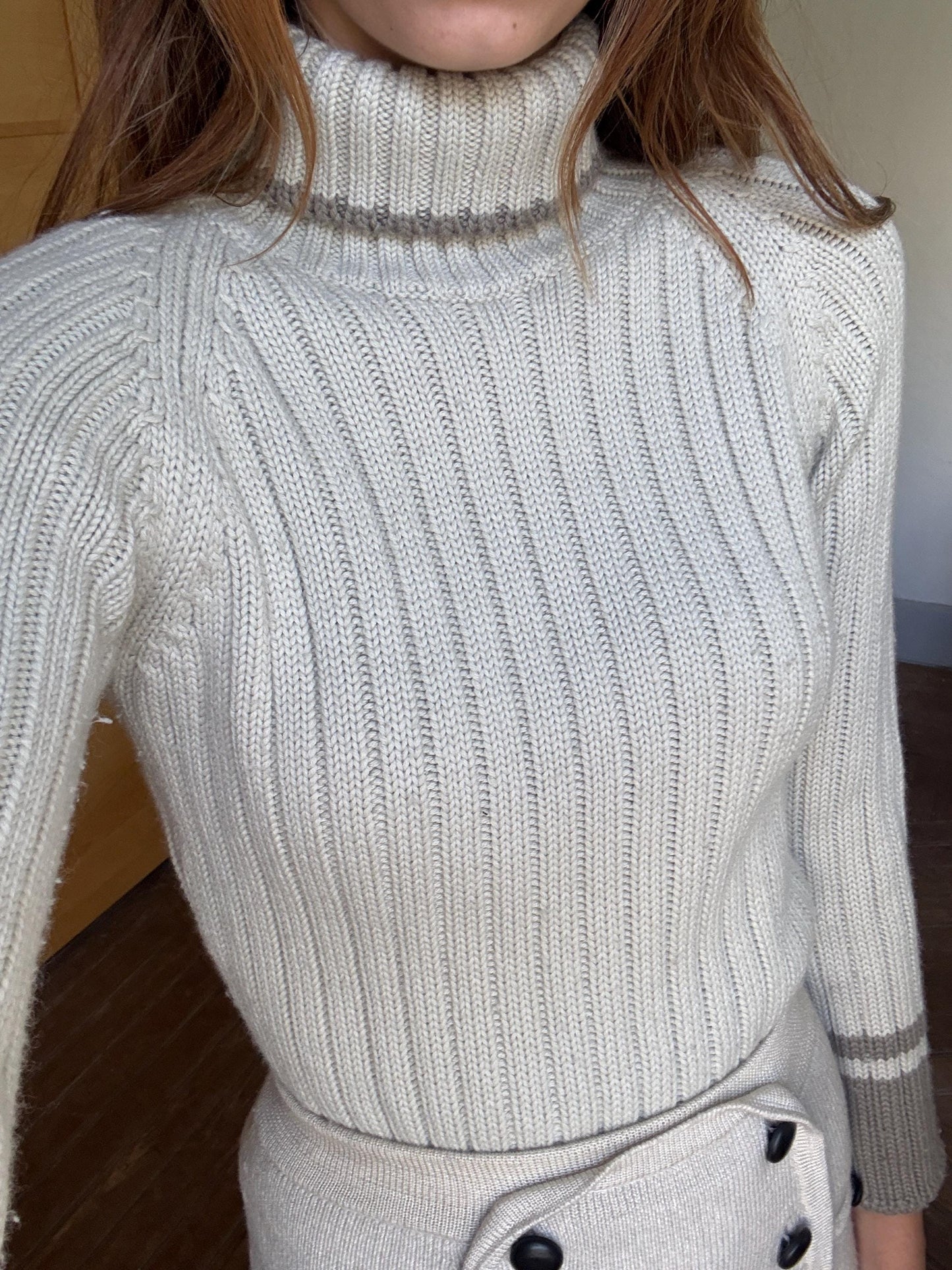 Vintage Timberland wool blend light grey jumper, Non itch Turtleneck pullover, Luxury branded sweater, Long sleeve wool basic jumper