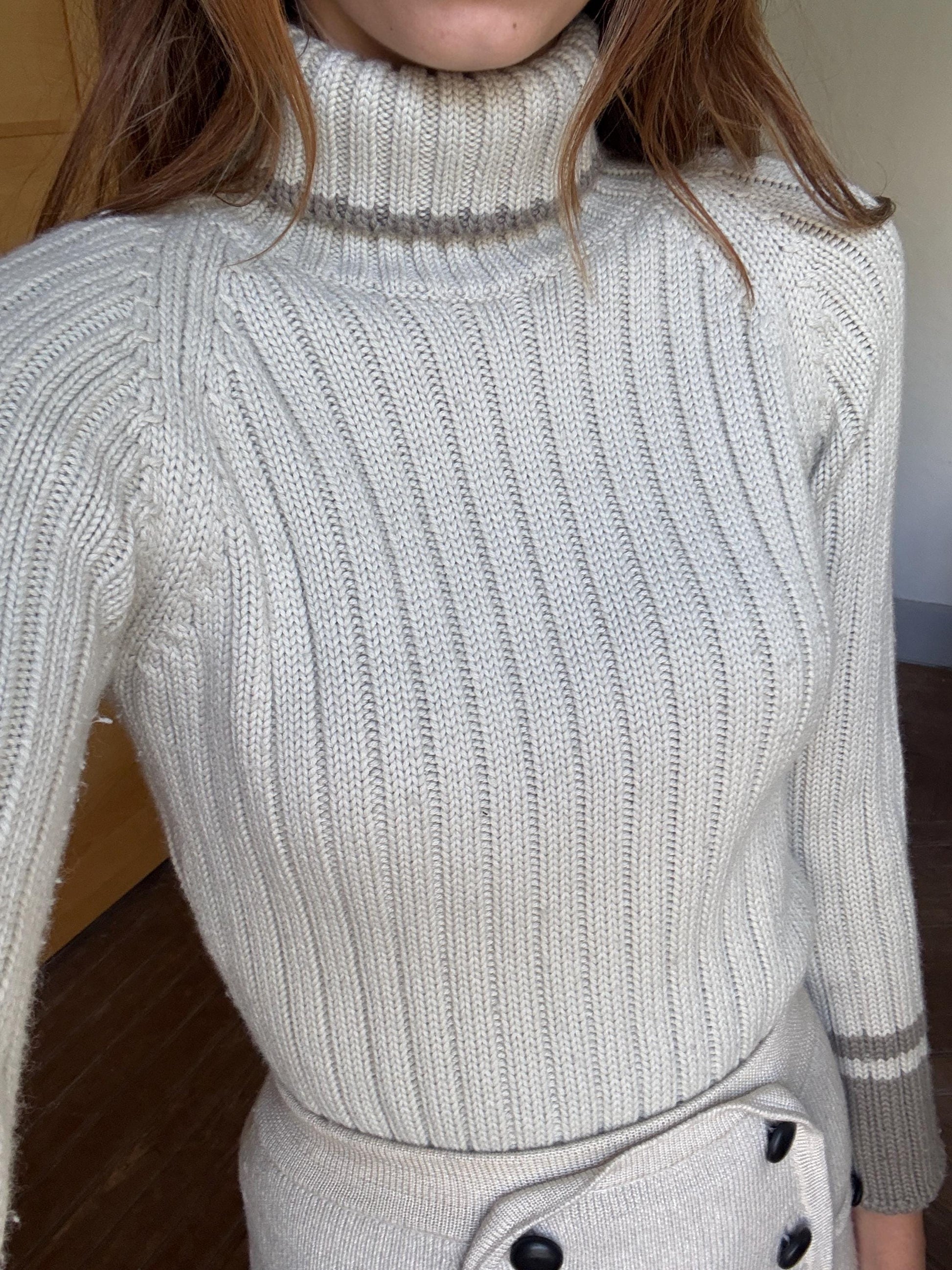 Vintage Timberland wool blend light grey jumper, Non itch Turtleneck pullover, Luxury branded sweater, Long sleeve wool basic jumper