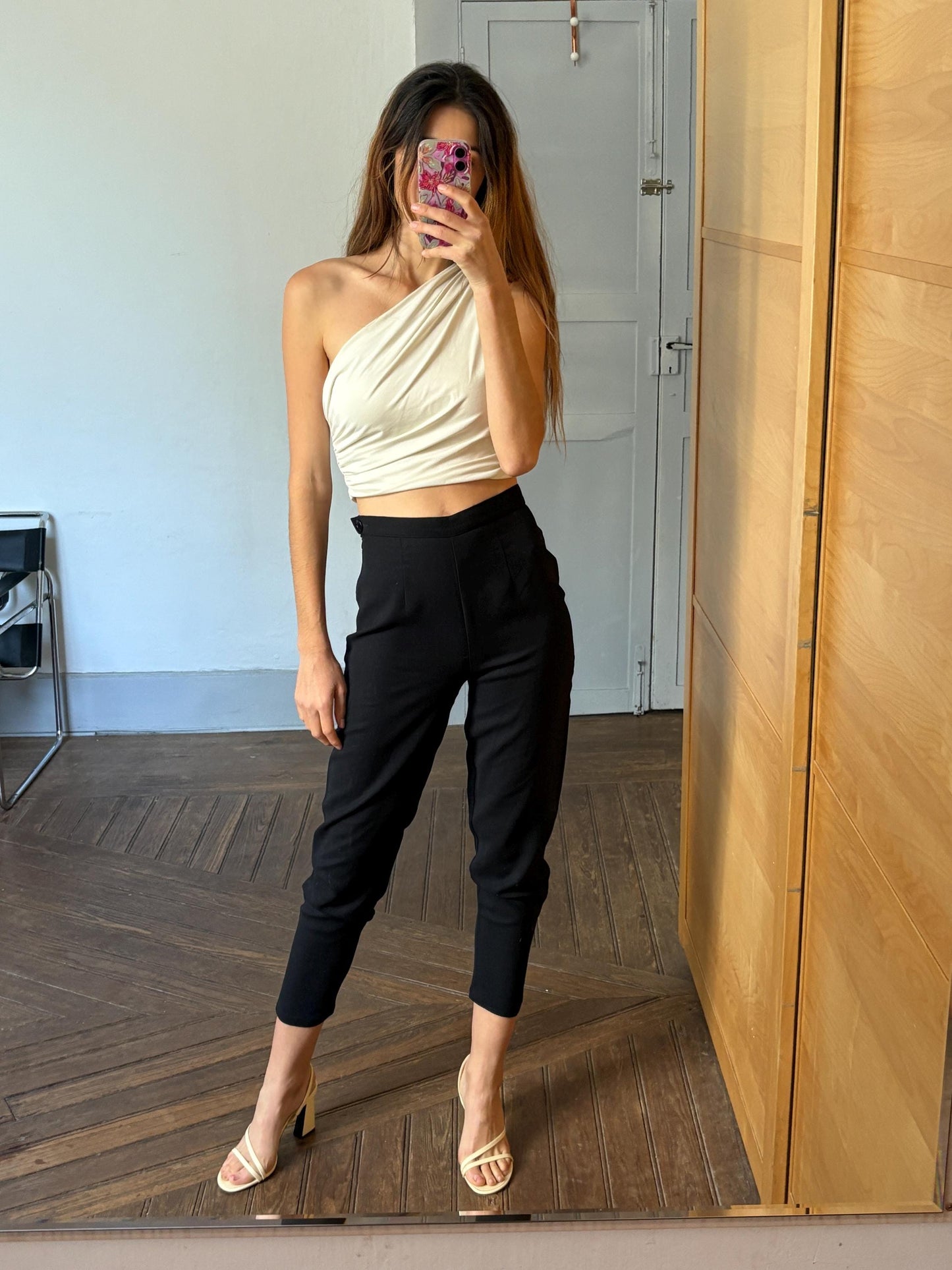 Vintage Italian Designer black dark academia trousers, Wool high waist Serena Gaison pants, Made in Italy, Luxury cropped pants