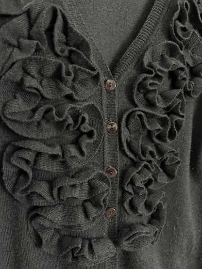 Merino Wool Cashmere Ruffle Cardigan — additional view 8