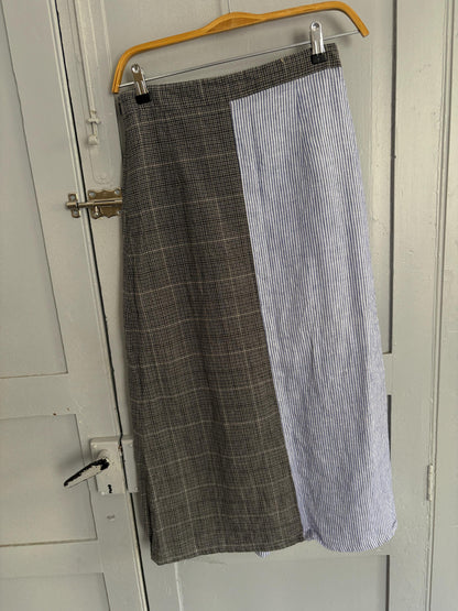 Vintage Blue Wool Linen Midi Skirt — additional view 9