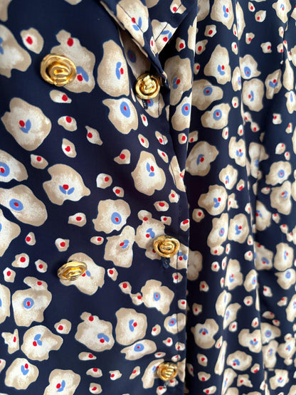 Vintage Floral Blue 80s Dress — additional view 9