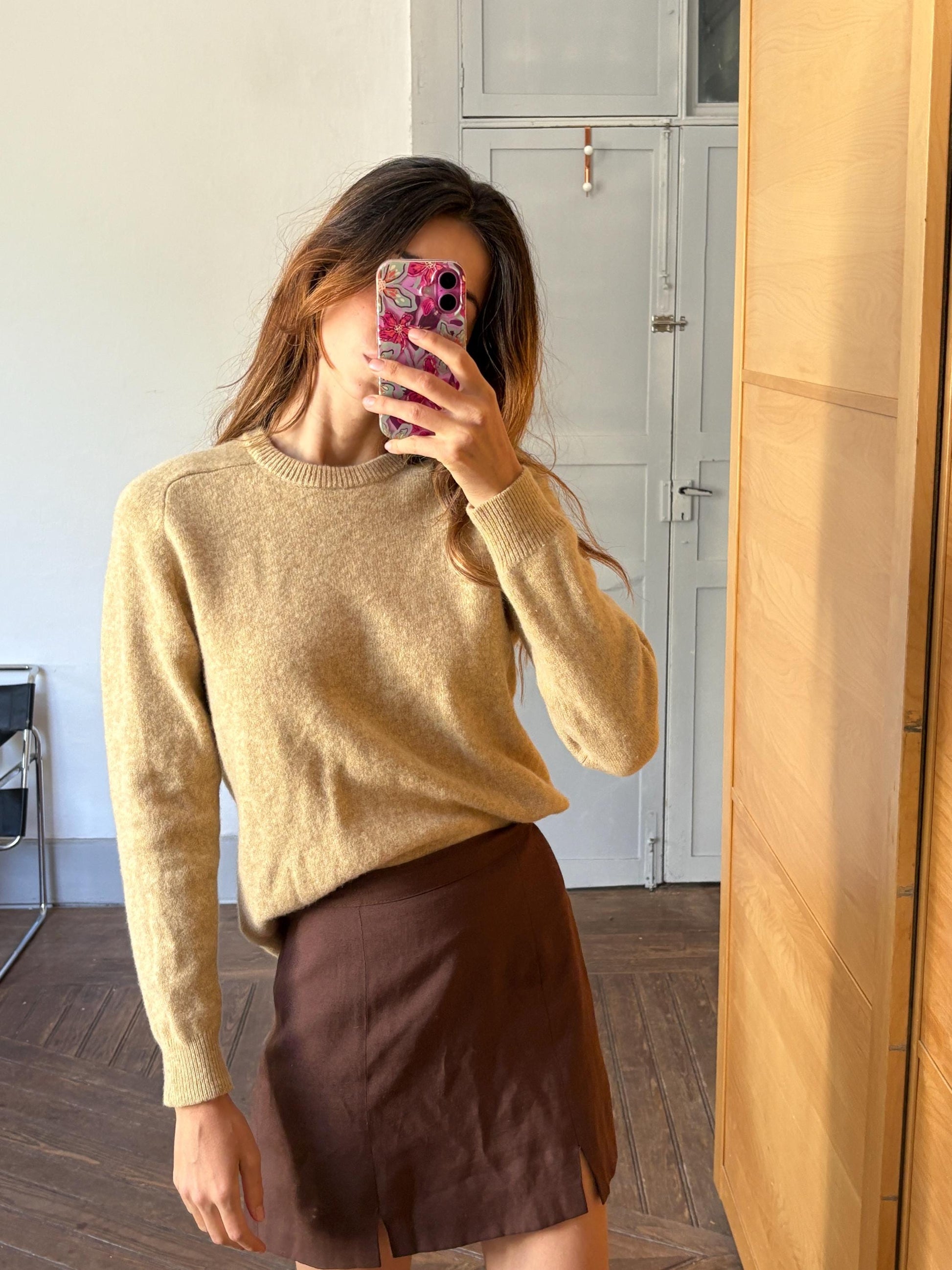 Vintage 100% Lambswool Jumper, Classic Crewneck Sweater, Light Academia Aesthetic, Minimalist Knitwear, Size M-L