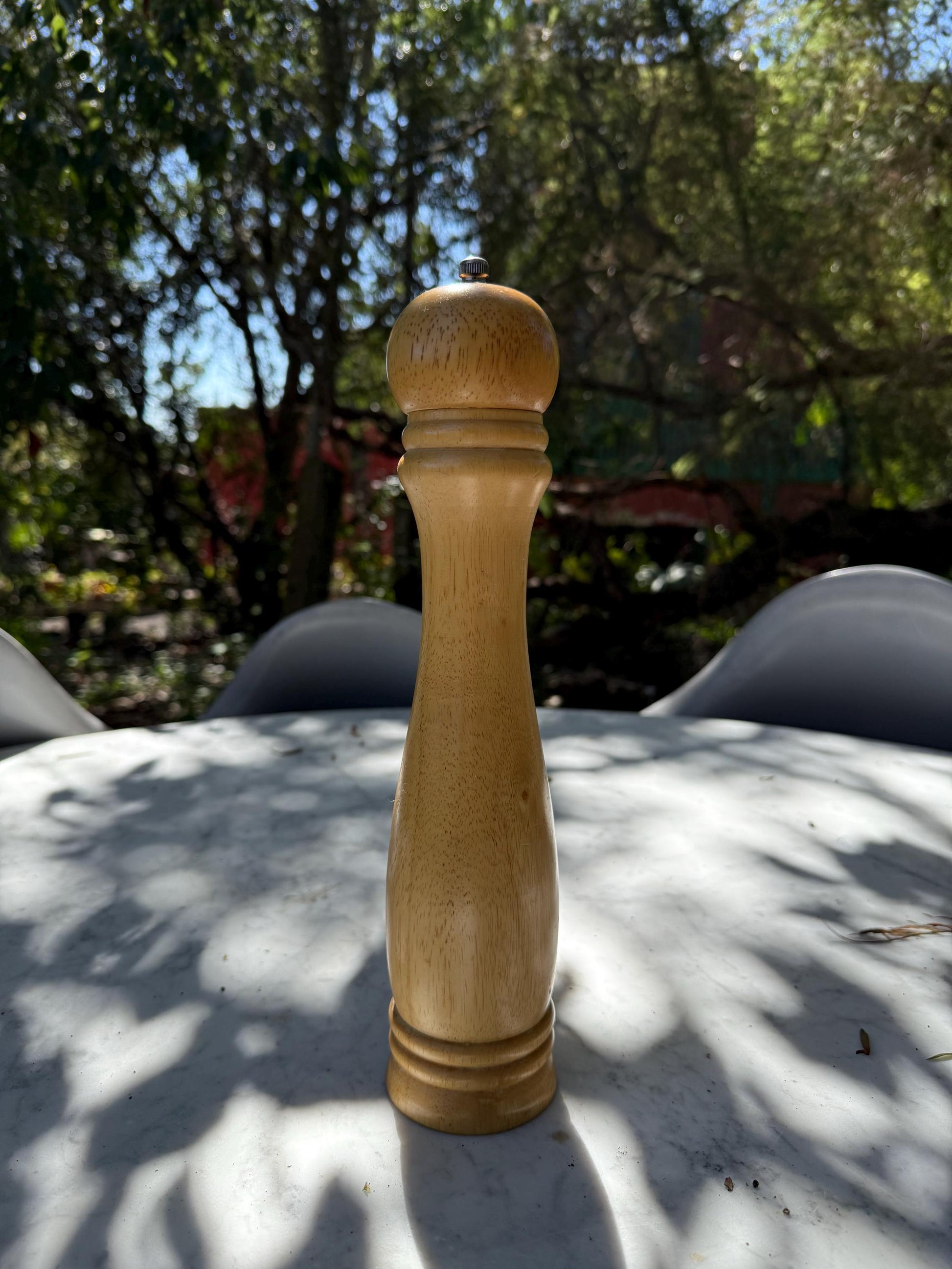 Vintage Wooden Pepper Grinder – 32 cm Tall Rustic Spice Mill with Iron Mechanism