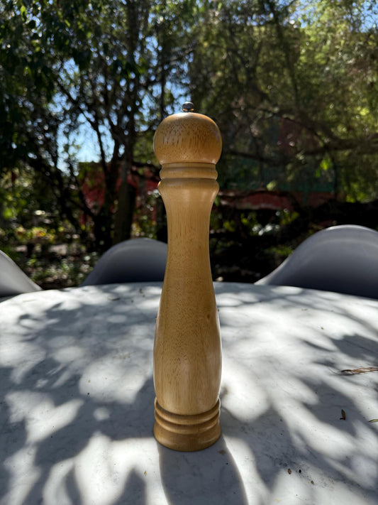 Vintage Wooden Pepper Grinder – 32 cm Tall Rustic Spice Mill with Iron Mechanism