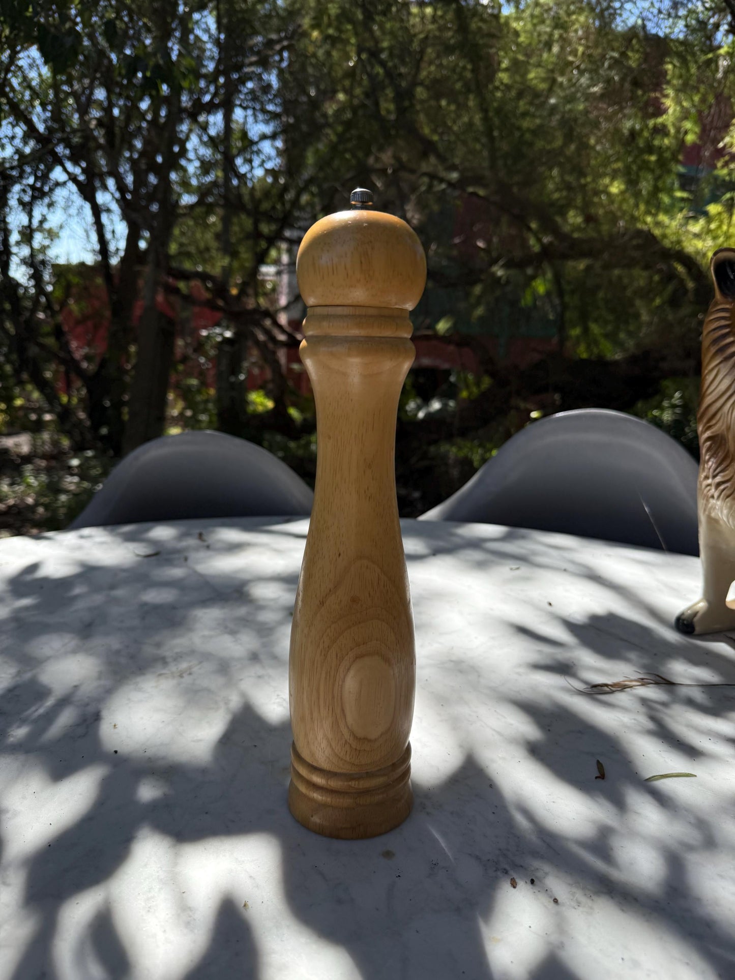 Vintage Wooden Pepper Grinder – 32 cm Tall Rustic Spice Mill with Iron Mechanism