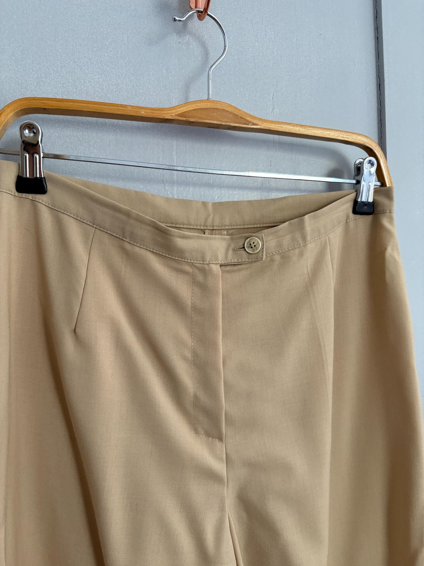 Vintage Rachele Cati High Waisted Wool Trousers – Size M / Elegant Beige Designer Pants