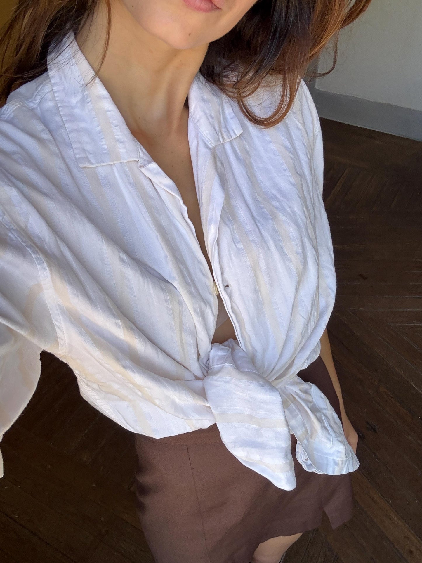 Vintage striped cotton button-down, unisex oversized summer shirt, breathable 100% cotton top, casual retro menswear, light classic