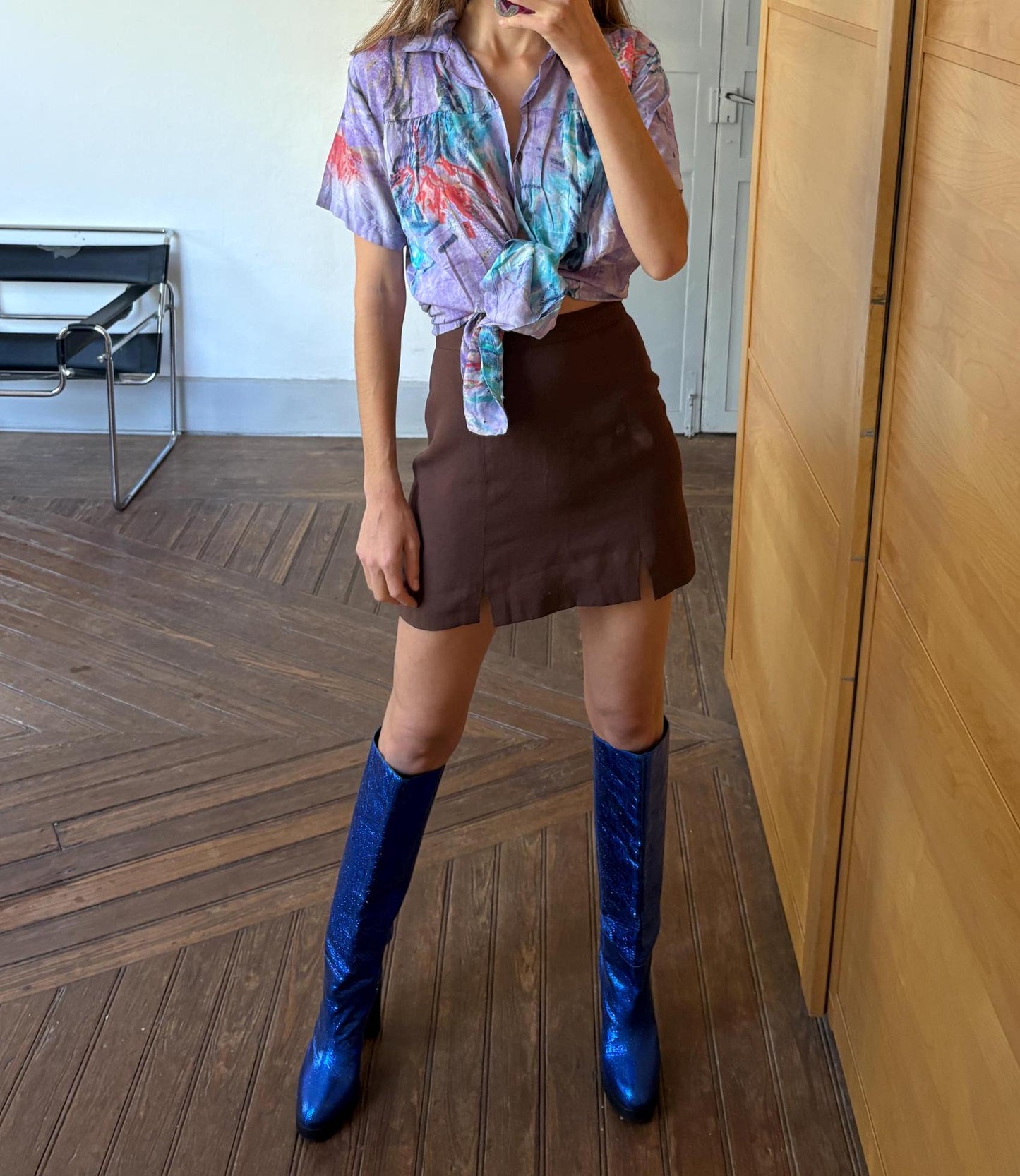 Vintage abstract print button-down, 90s oversized short-sleeve shirt, bold artistic festival top, retro unisex summer shirt, statement Y2K