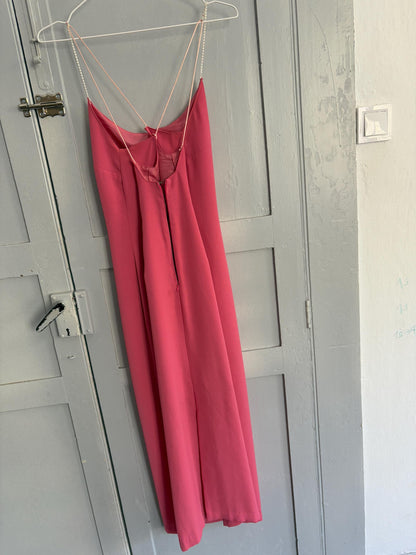 Vintage Mercedes Boza pink wedding guest dress, Sleeveless Summer Prom dress, Size L - XL