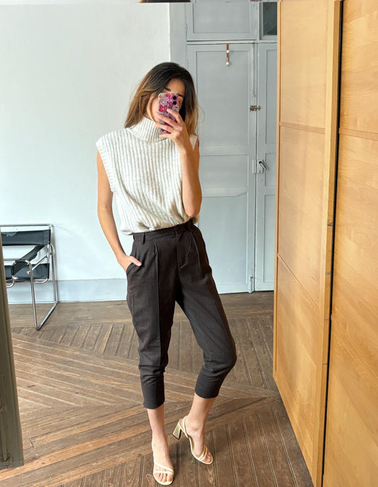 Vintage Sisley Wool Cropped Trousers – Italian-Made Sophistication in Dark Academia Style, XS - S