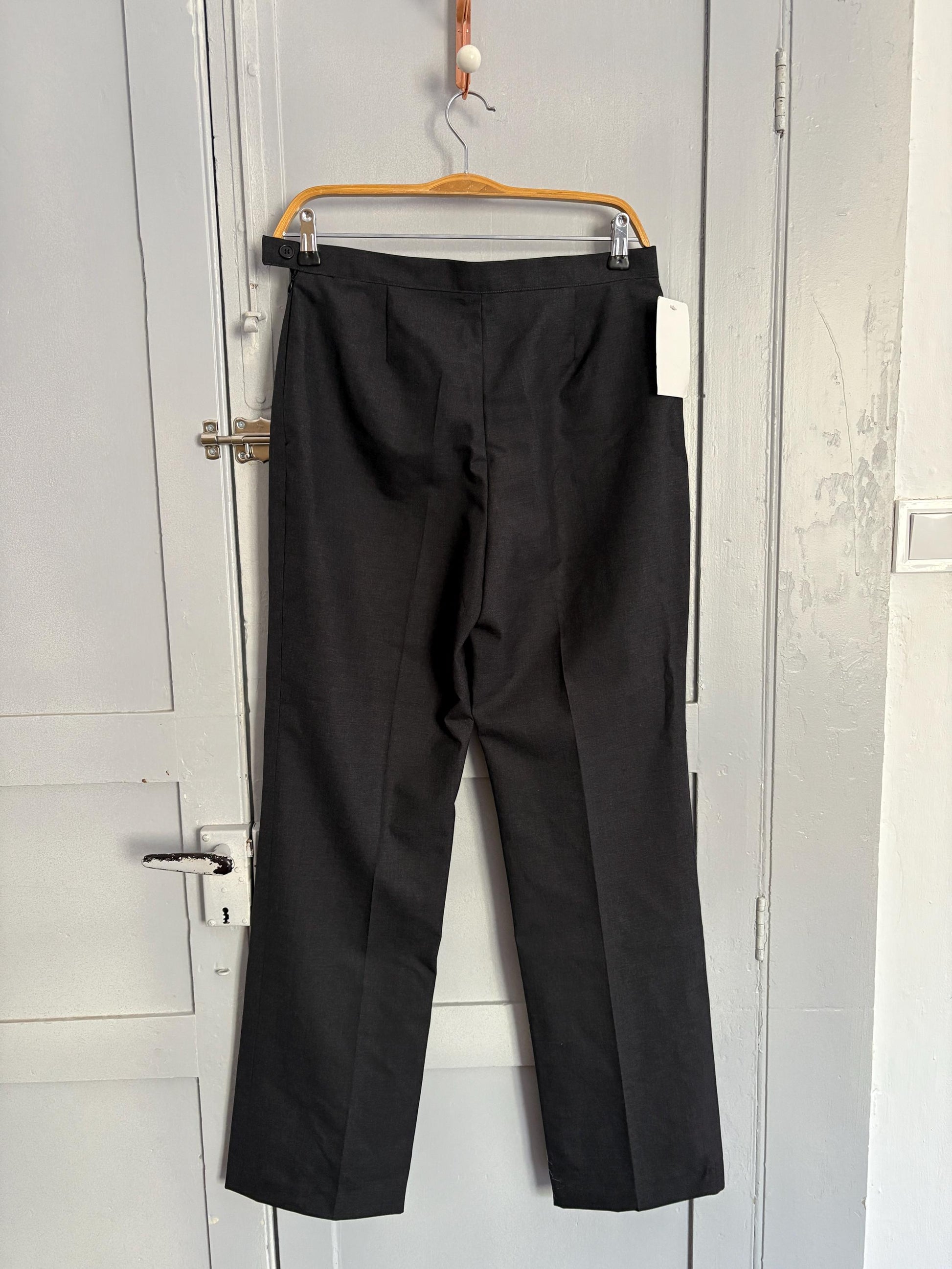 Vintage elegant Italian made wool black pants, Luxury formal pants, Italy designer trousers, Straight leg fit