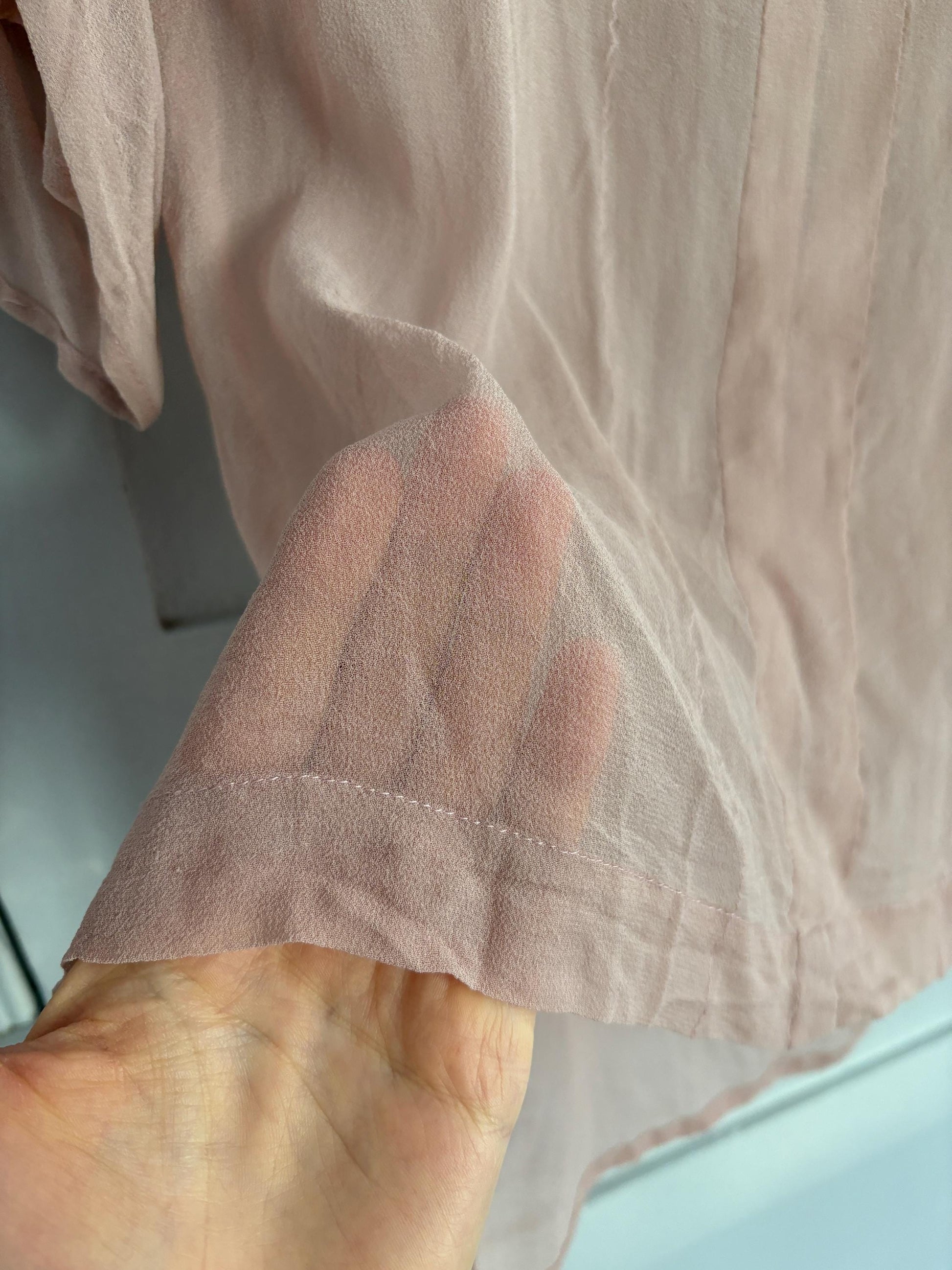 Vintage sheer powder pink woman shirt, Sexy see through camisole, Neutral natural colour t-shirt
