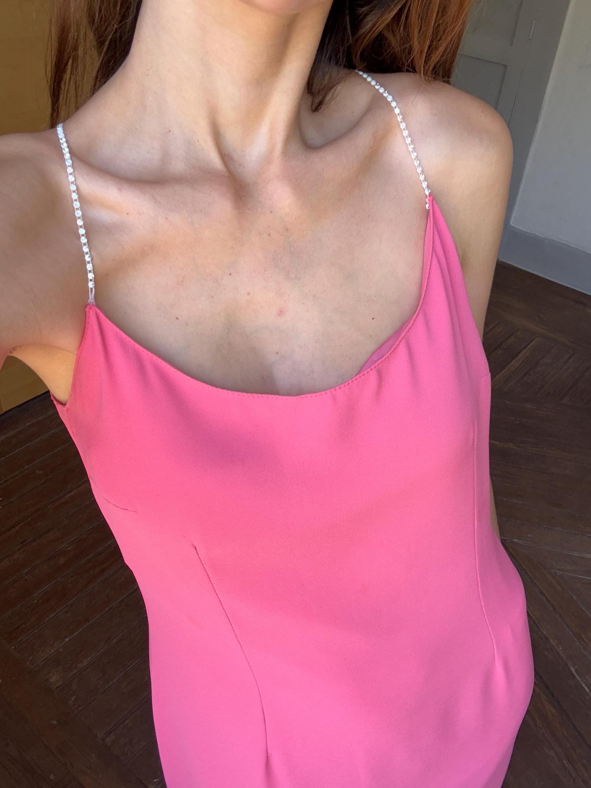Vintage Mercedes Boza pink wedding guest dress, Maxi Bridesmaid dress, Sleeveless Summer Prom dress, Size L - XL