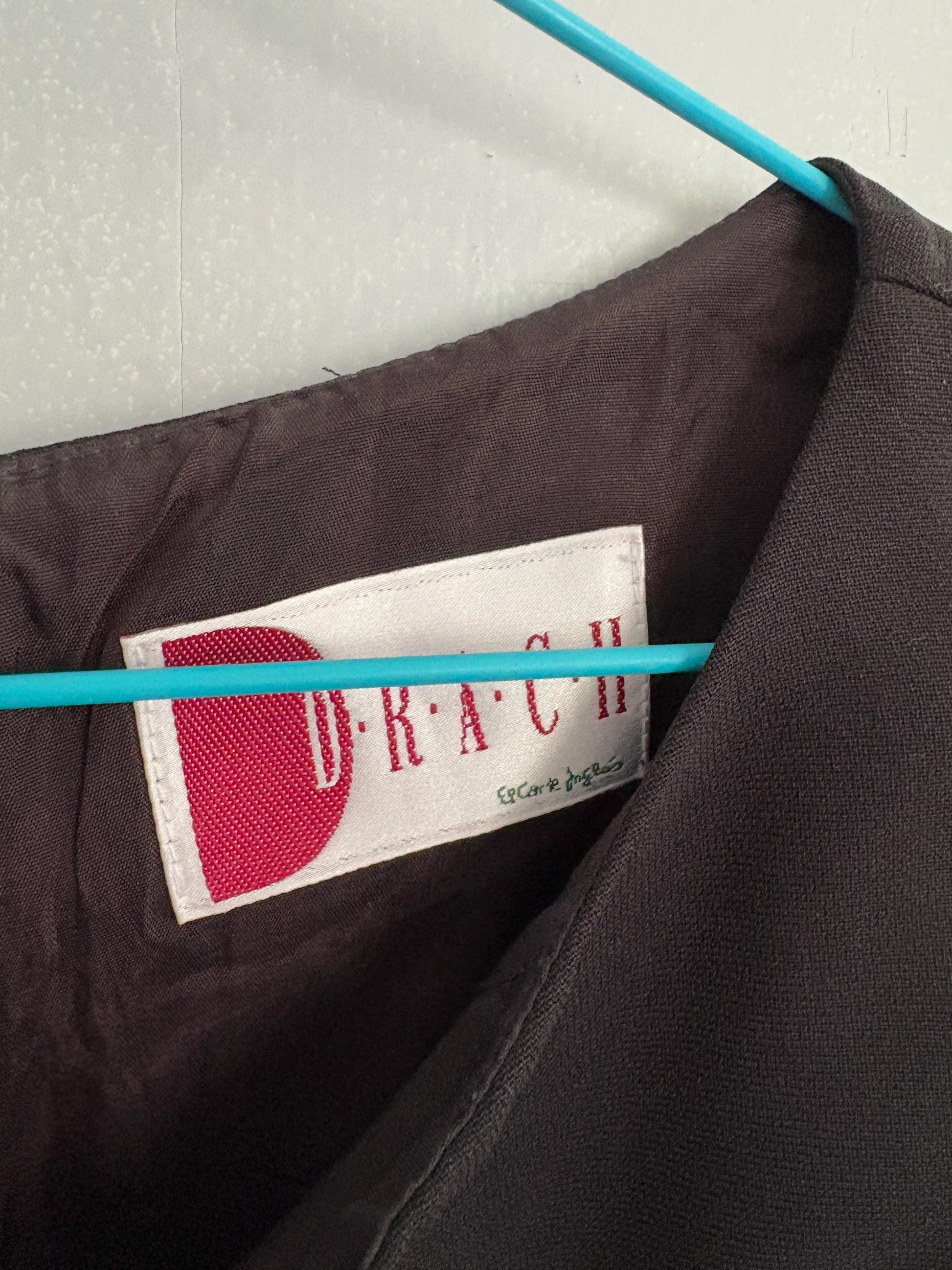 Vintage luxury designer black formal mini dress, Elegant El Corte Ingles short dress, Made in England, Size XS