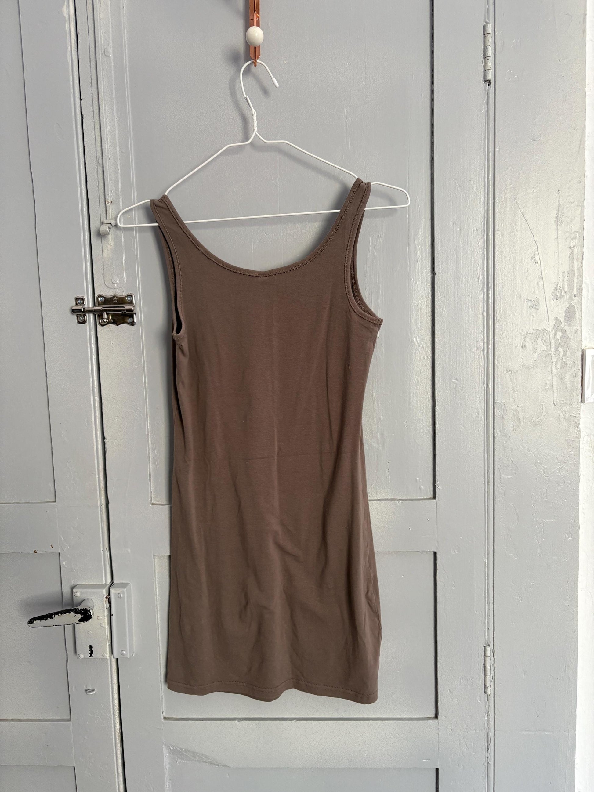 Sexy short Light brown dress Dress | Soft Elastic Minimalist Style summer outfit, Basic simple brown tight feminine curve dress
