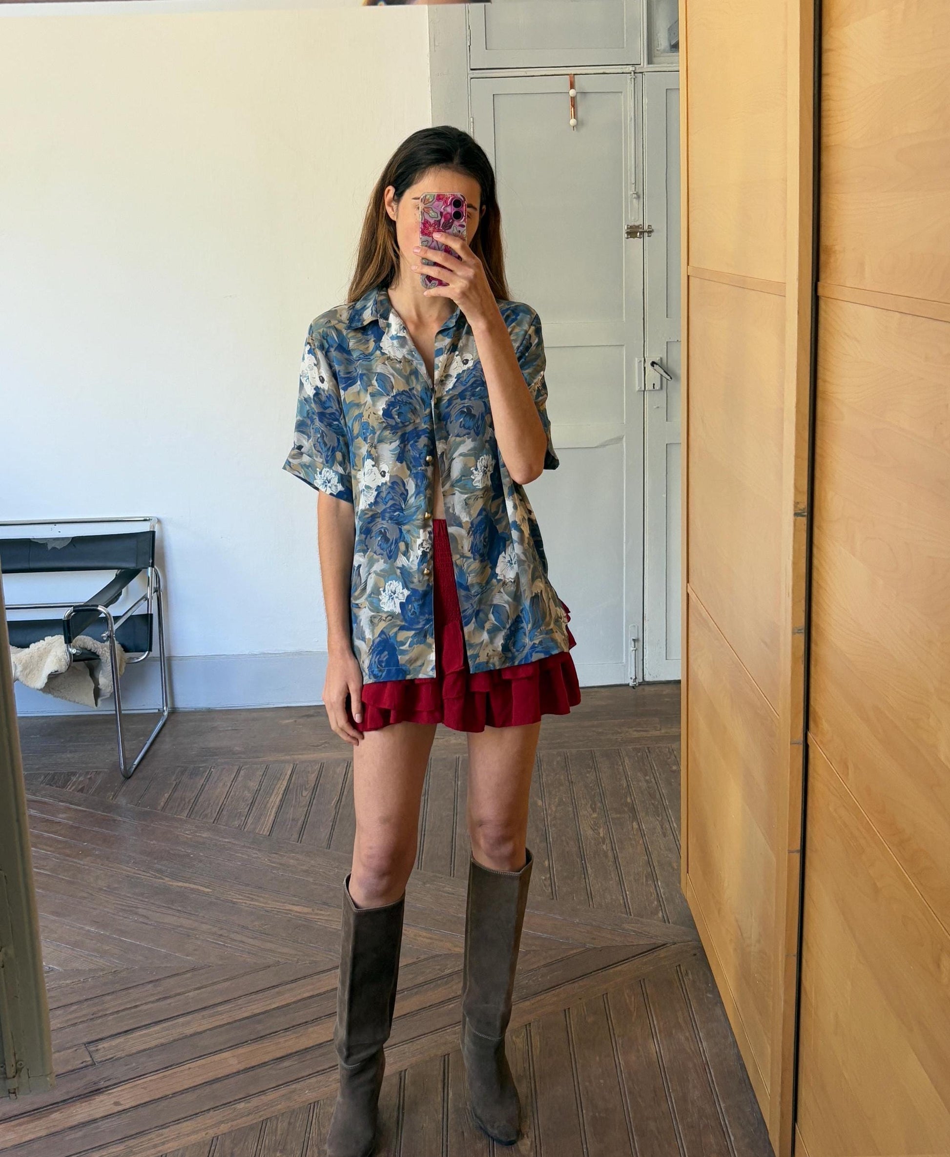 Vintage Floral Summer Blouse, Retro vintage woman clothing with flower print