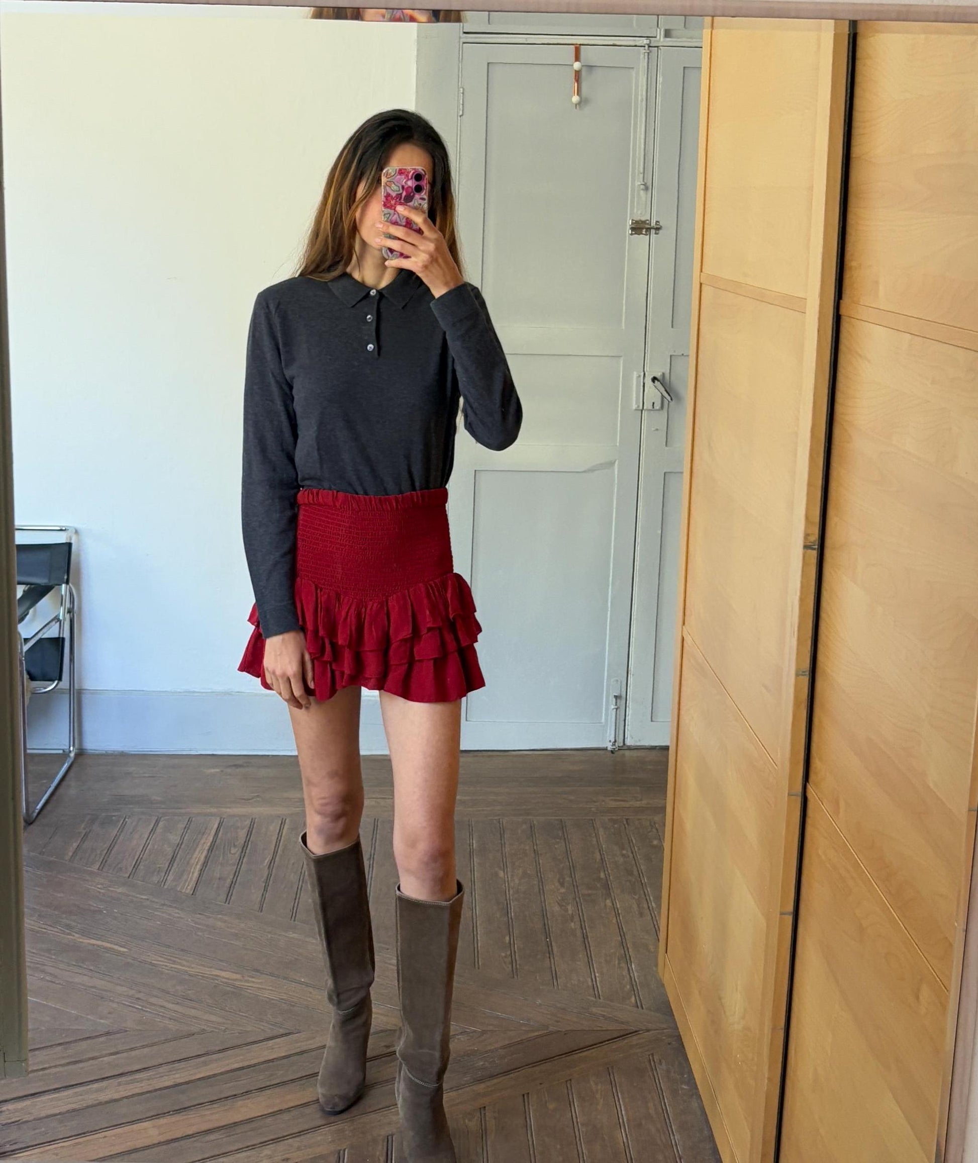 Vintage super soft cotton - silk - cashmere blend jersey, Luxury long sleeve shirt, Dark grey sweatshirt, Luxe winter Massimo Dutti shirt, S