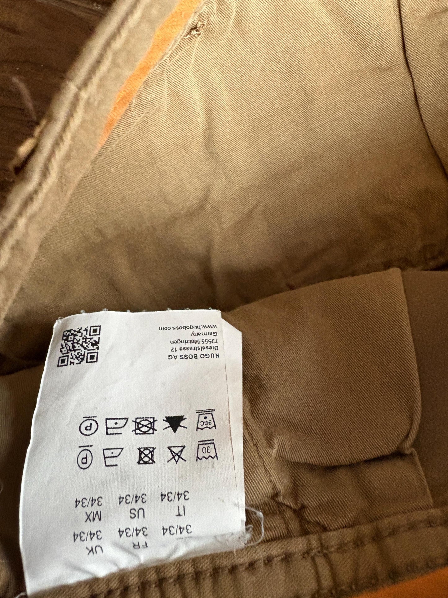 vintage Hugo Boss trousers brown cotton pants BOSS Orange straight leg smart casual tailored menswear EU 44 US 34