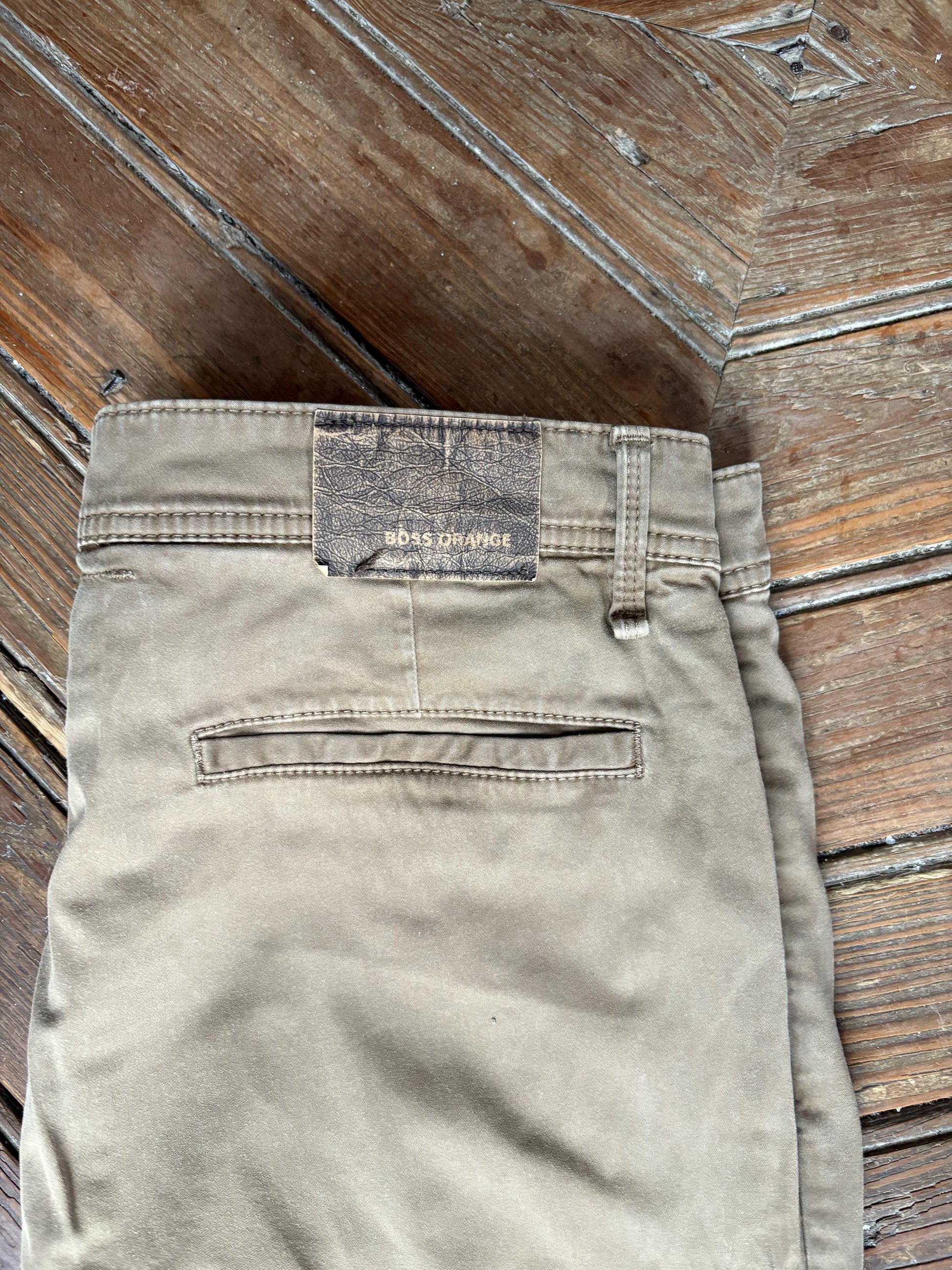 vintage Hugo Boss trousers brown cotton pants BOSS Orange straight leg smart casual tailored menswear EU 44 US 34