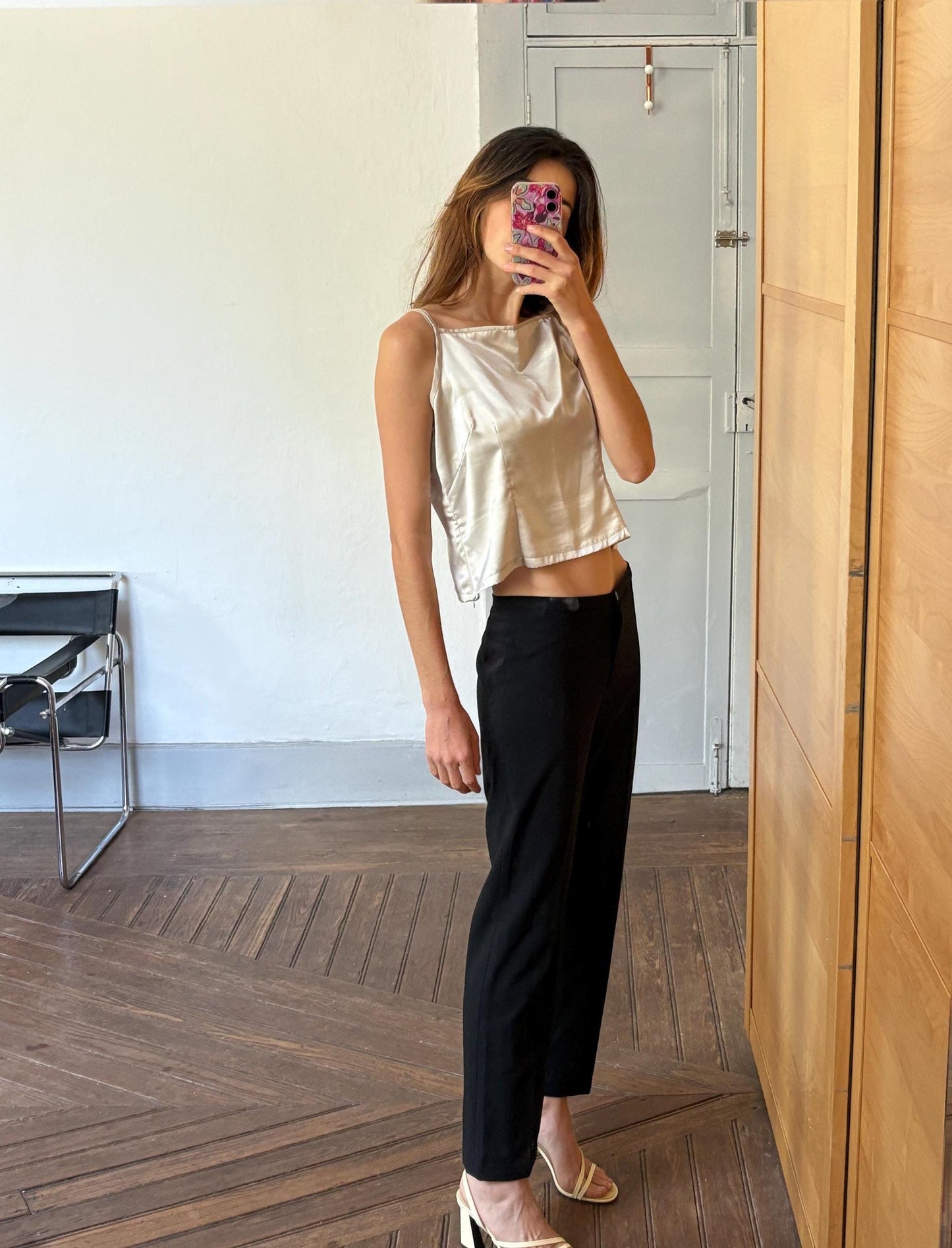 Vintage Black Wide-Leg Trousers by HDFM – Classic 90s Minimalist Officewear – High Waist Size M