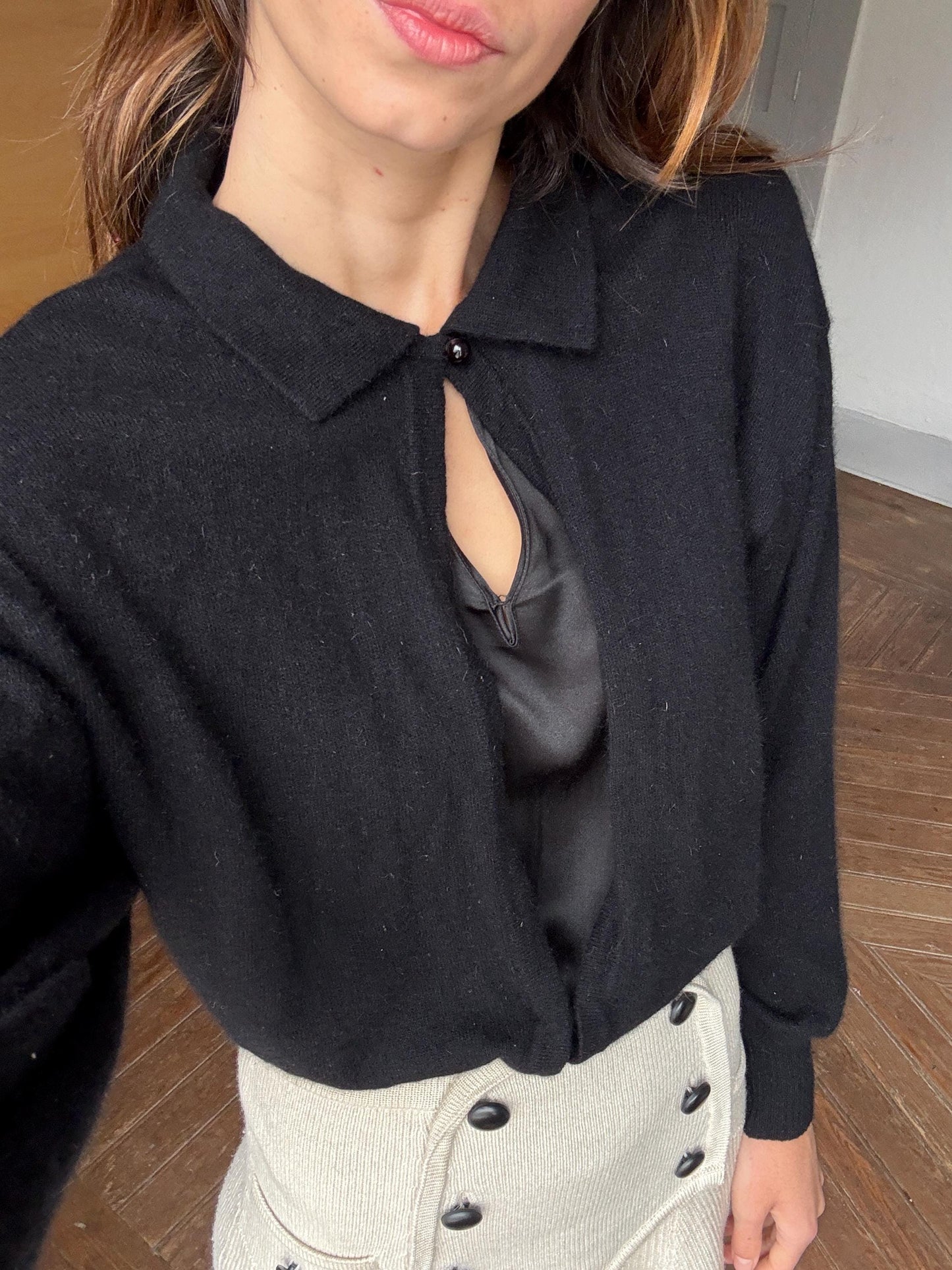 Vintage Gianfranco Ferré Italian Designer Wool & Silk Sweater – Luxurious Angora Blend with Dramatic Sleeves