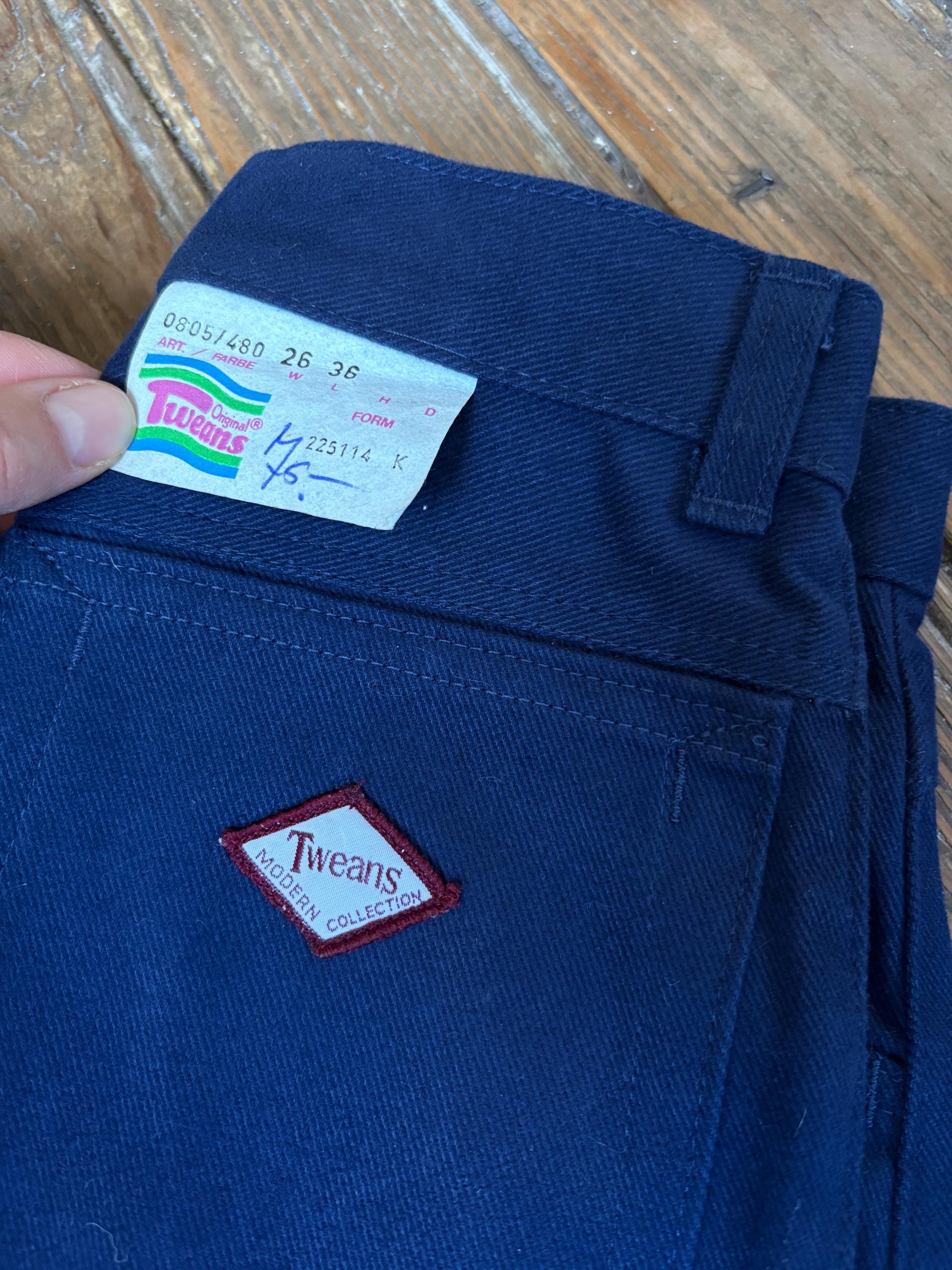 Vintage Original Tweans Dark Blue Cotton Trousers – High-Waisted Workwear Pants