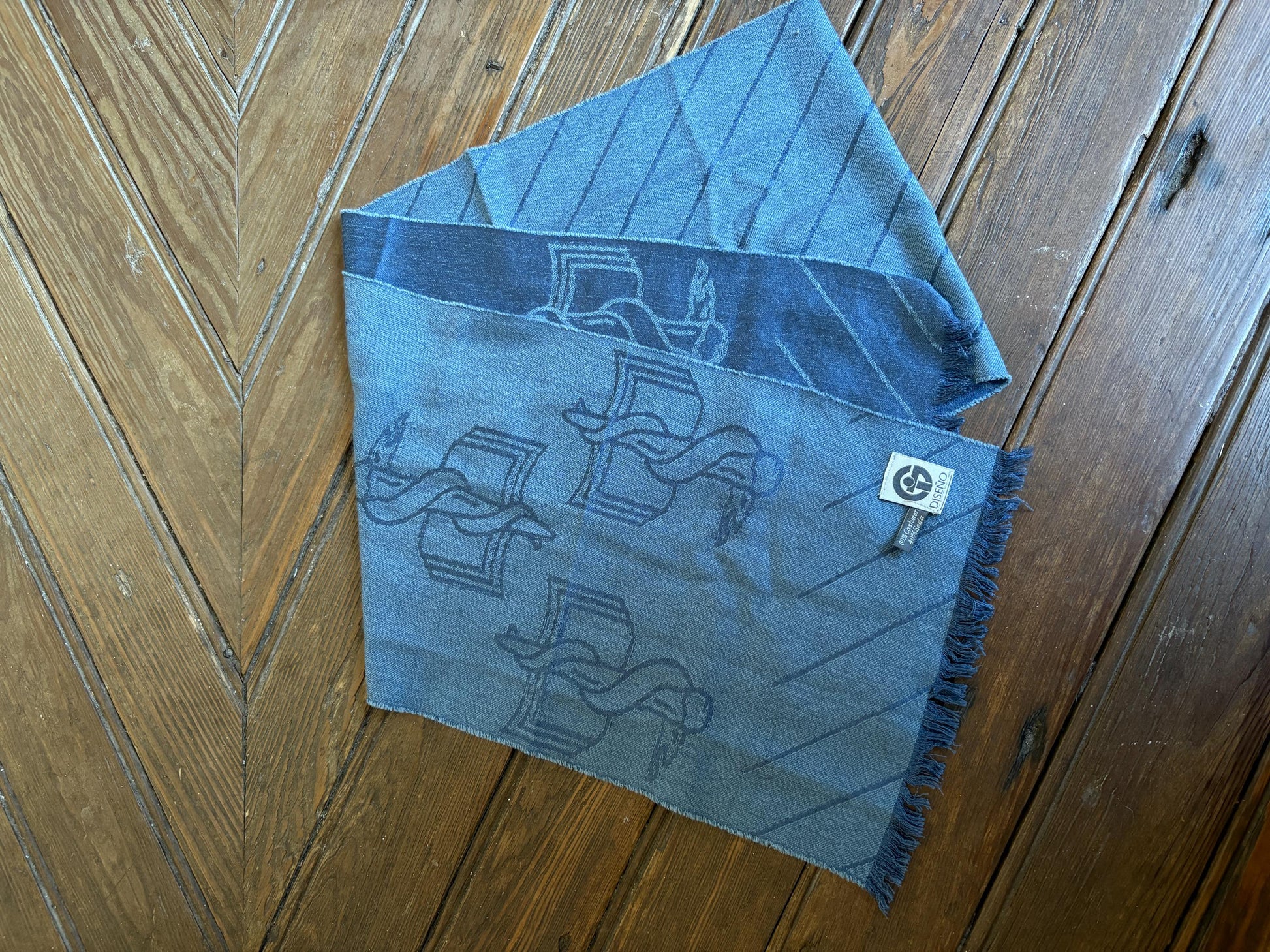 Super soft Silk & cashmere blend blue scarf, luxury Apothecary scarf, Gift for medicine student, Doctor winter wear