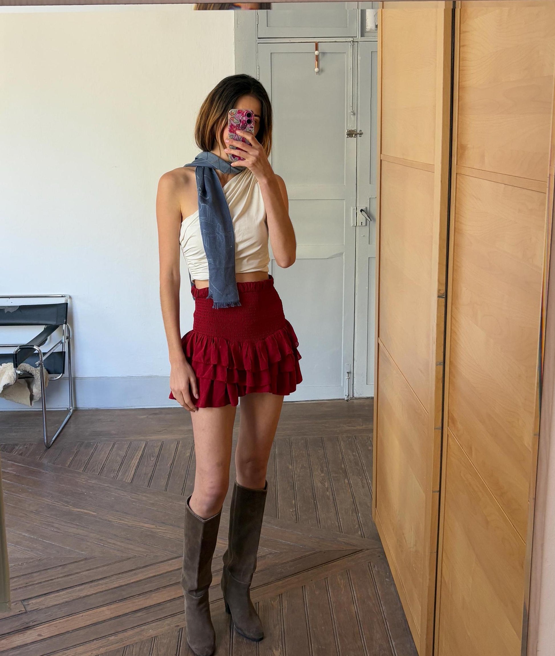 Super soft Silk & cashmere blend blue scarf, luxury Apothecary scarf, Gift for medicine student, Doctor winter wear