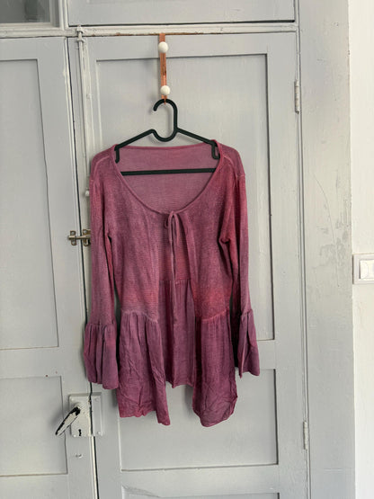 Vintage Glitter Knit Tie Top - Pink & Purple — additional view 7