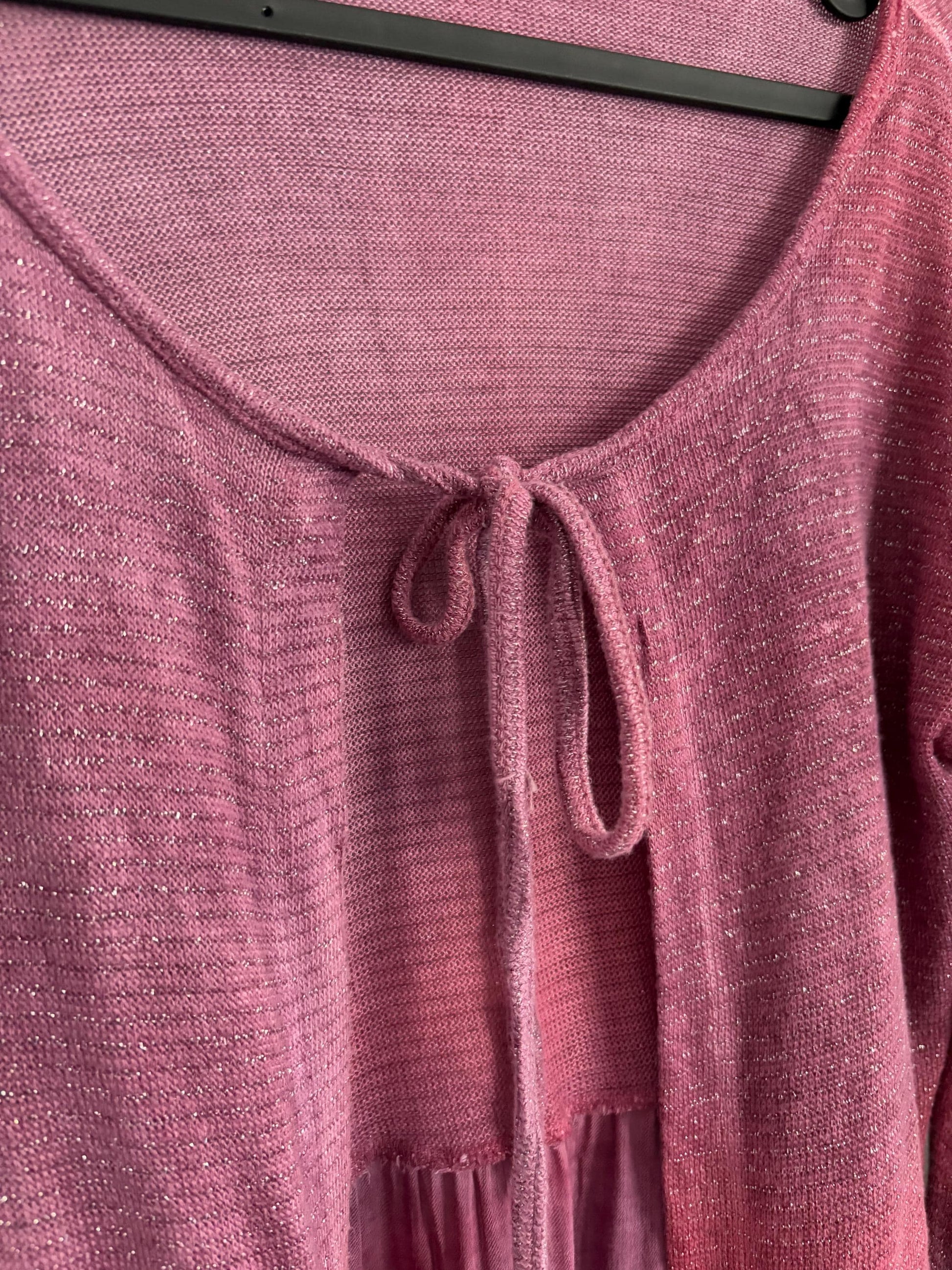 Vintage Glitter Knit Tie Top – Made in Italy – Pink & Purple Tones (Size S)