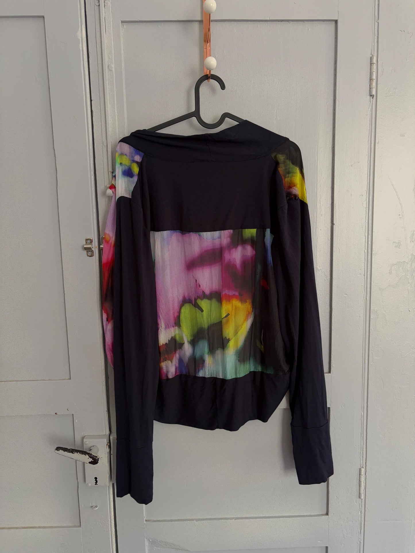 Vintage Mart Visser silk vest, Luxury designer cardigan, Lightweight summer colourful branded vest