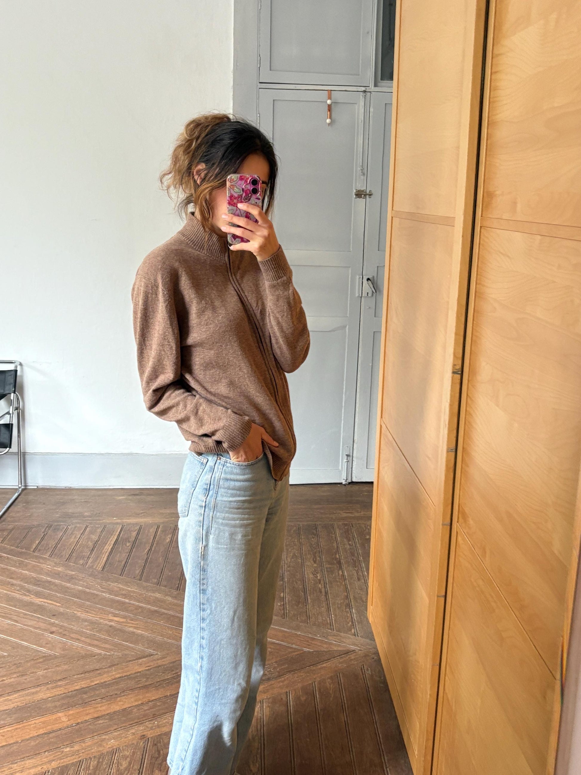 Vintage 100% Lambswool Zip-Up Cardigan – Soft & Timeless