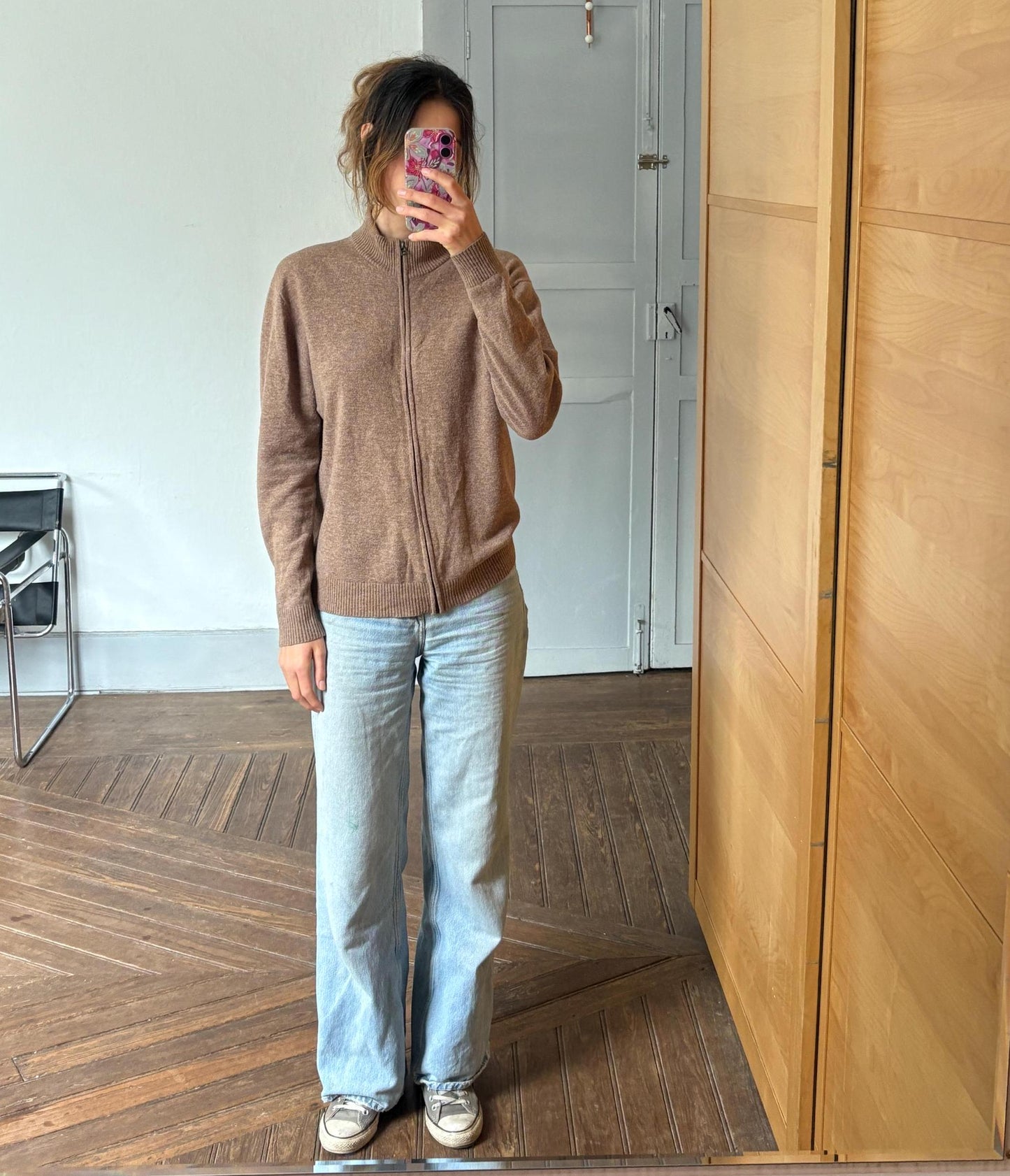 Vintage 100% Lambswool Zip-Up Cardigan – Soft & Timeless