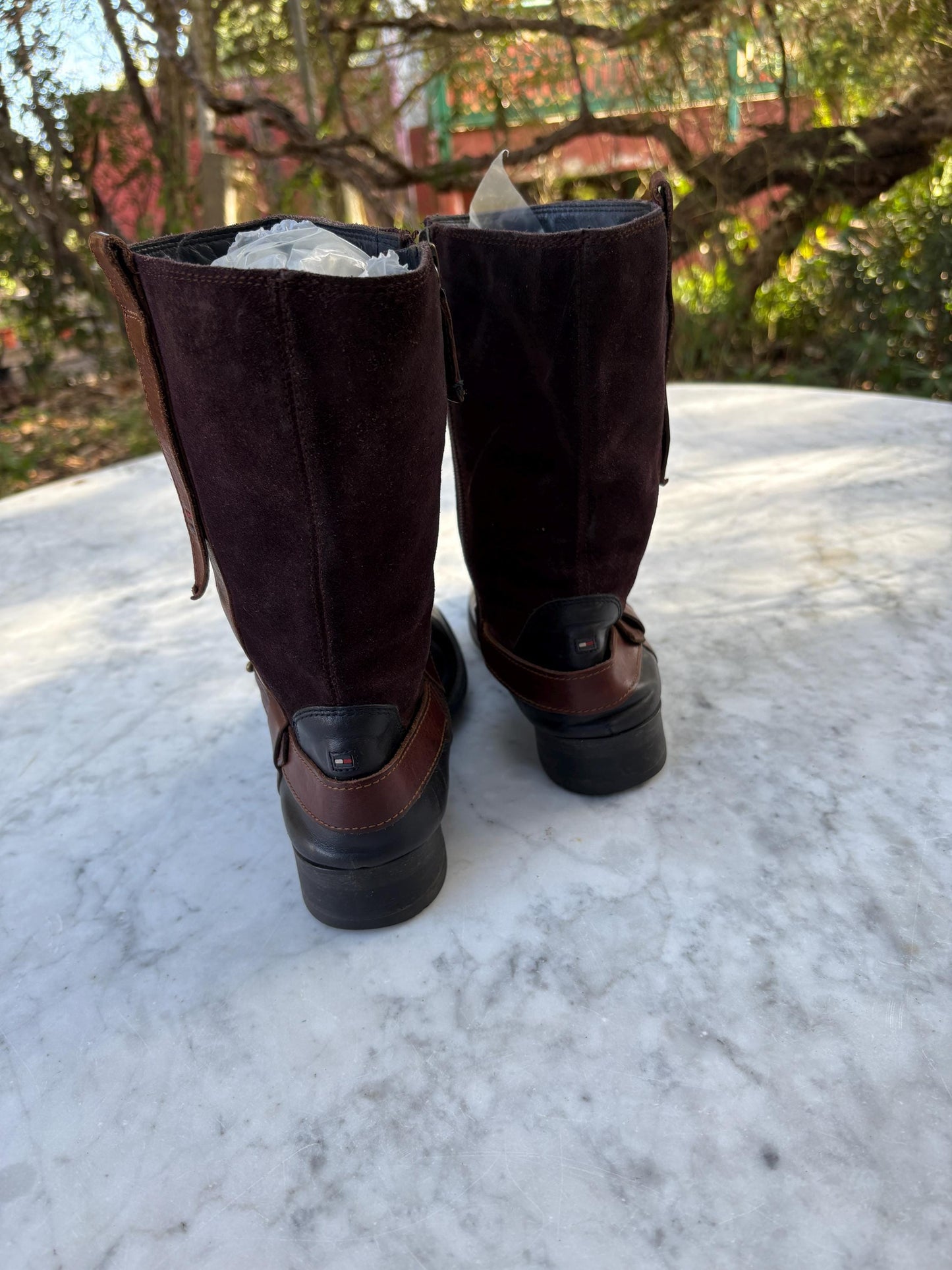 Tommy Hilfiger leather boots, Women's plaid Wellington Boots, Fancy fashionable short boots, Designer, Size EU 39