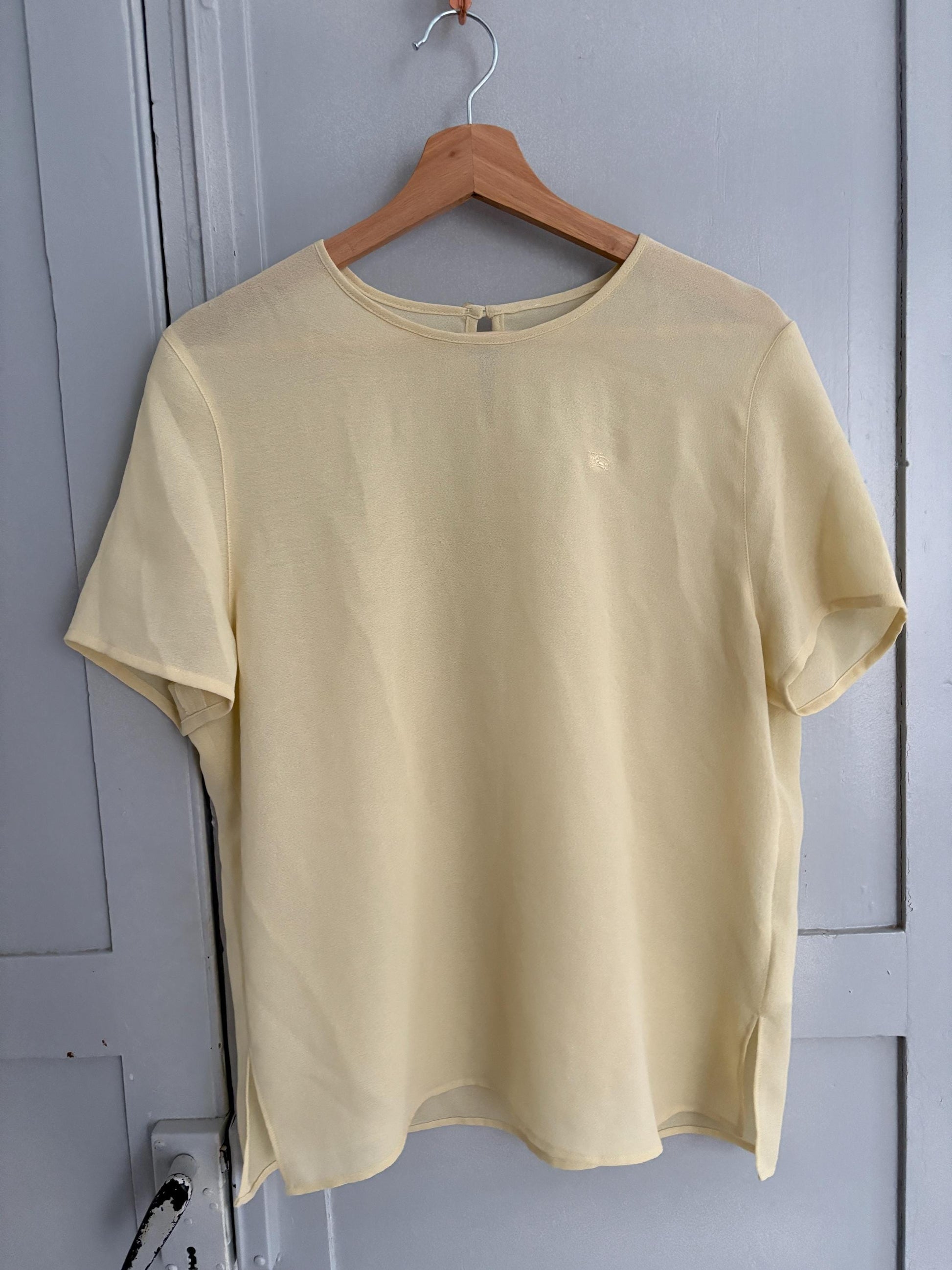 Vintage Burberrys Pastel Yellow Blouse – 90s Minimalist Dream, PRE BURBERRRY ERA