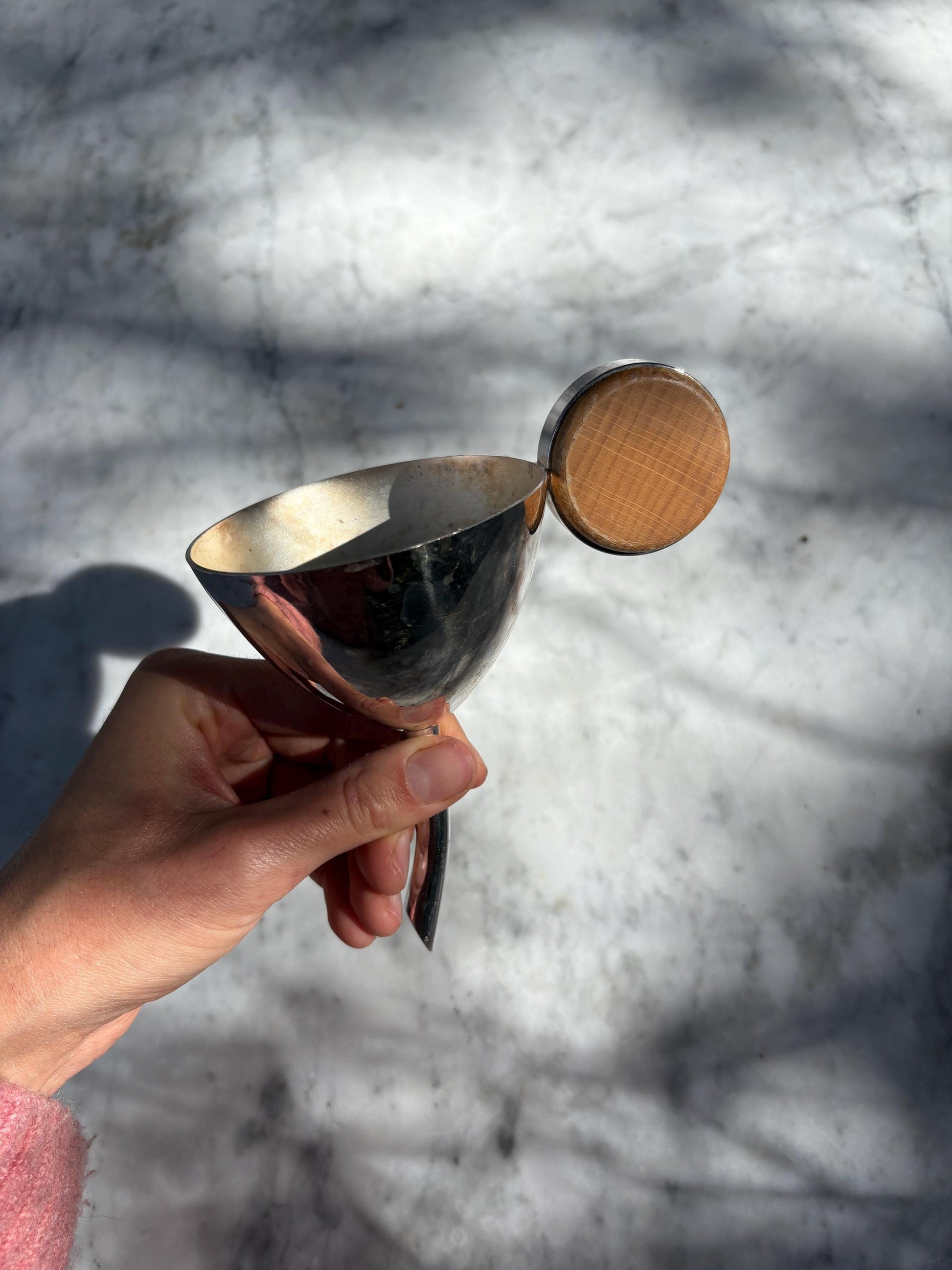 Vintage Silver Plated Liquor Funnel with Wooden Cap – Elegant Barware Accessory for Decanters, Whiskey Flasks, Cocktail Lovers,